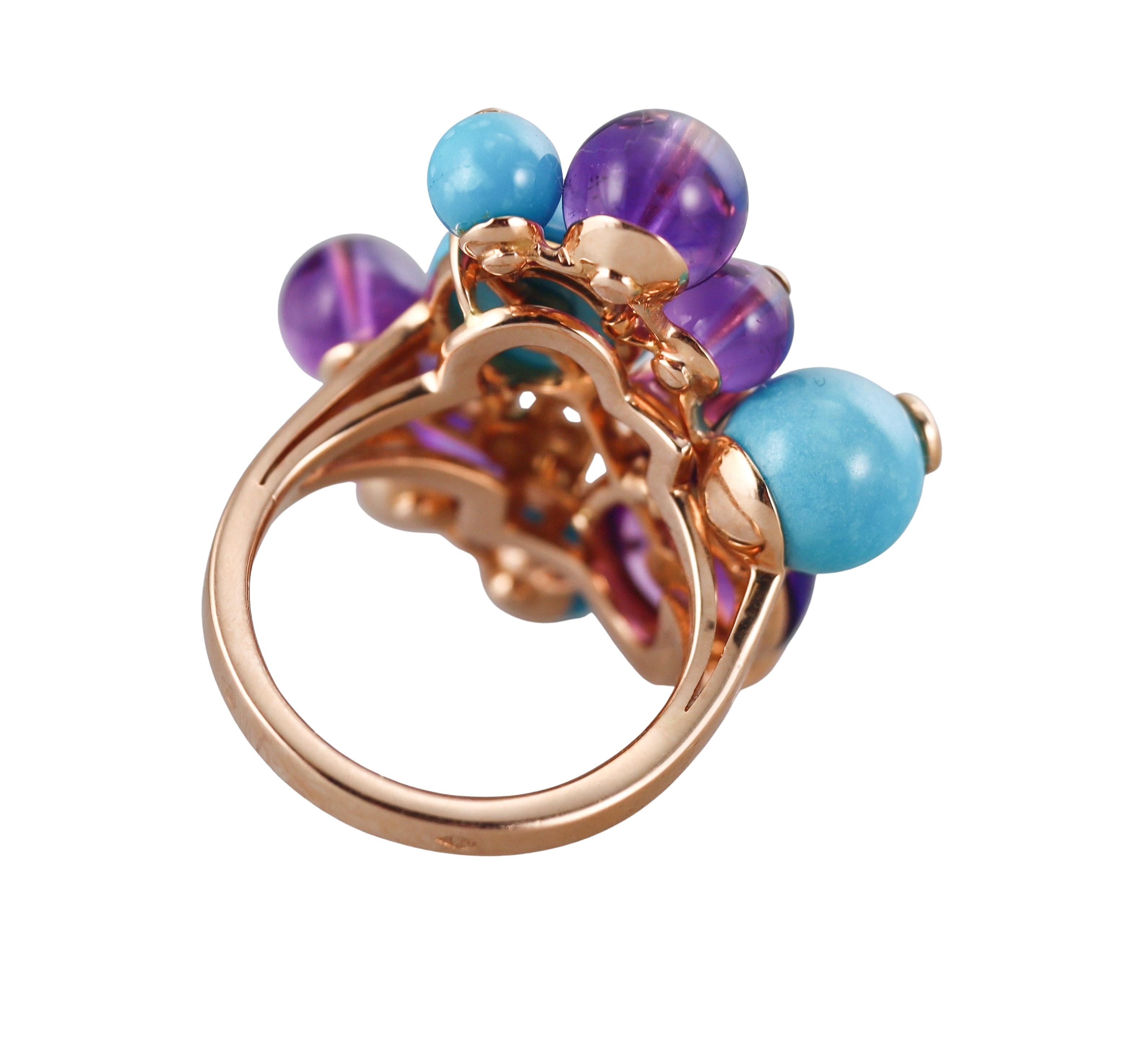 Cartier Delices De Goa Diamond Amethyst Turquoise Gold Cocktail Ring In Excellent Condition In New York, NY