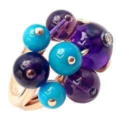 Cartier Delices De Goa Turquoise Amethyst Diamond Rose Gold Ring