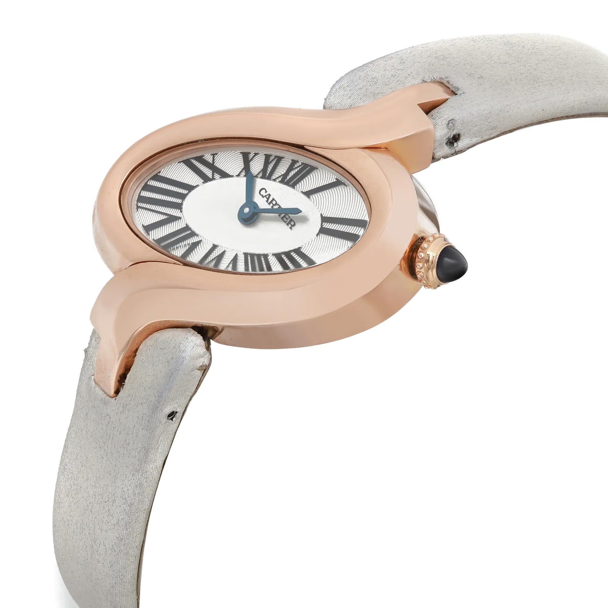 Cartier Delices De Small 18K Rose Gold Silver Dial Ladies Watch W8100009 In Good Condition For Sale In New York, NY