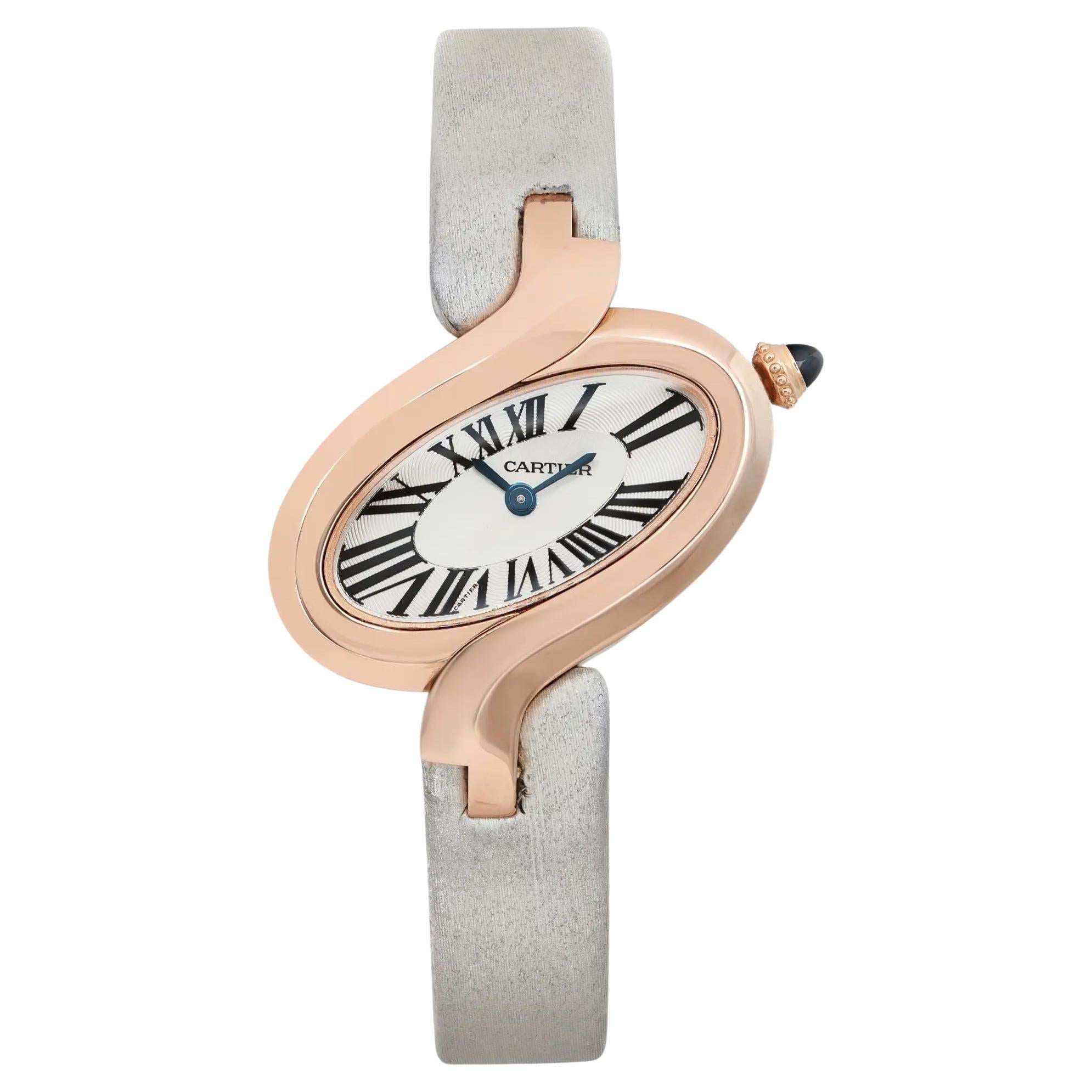 Cartier Delices De Small 18K Rose Gold Silver Dial Ladies Watch W8100009 For Sale