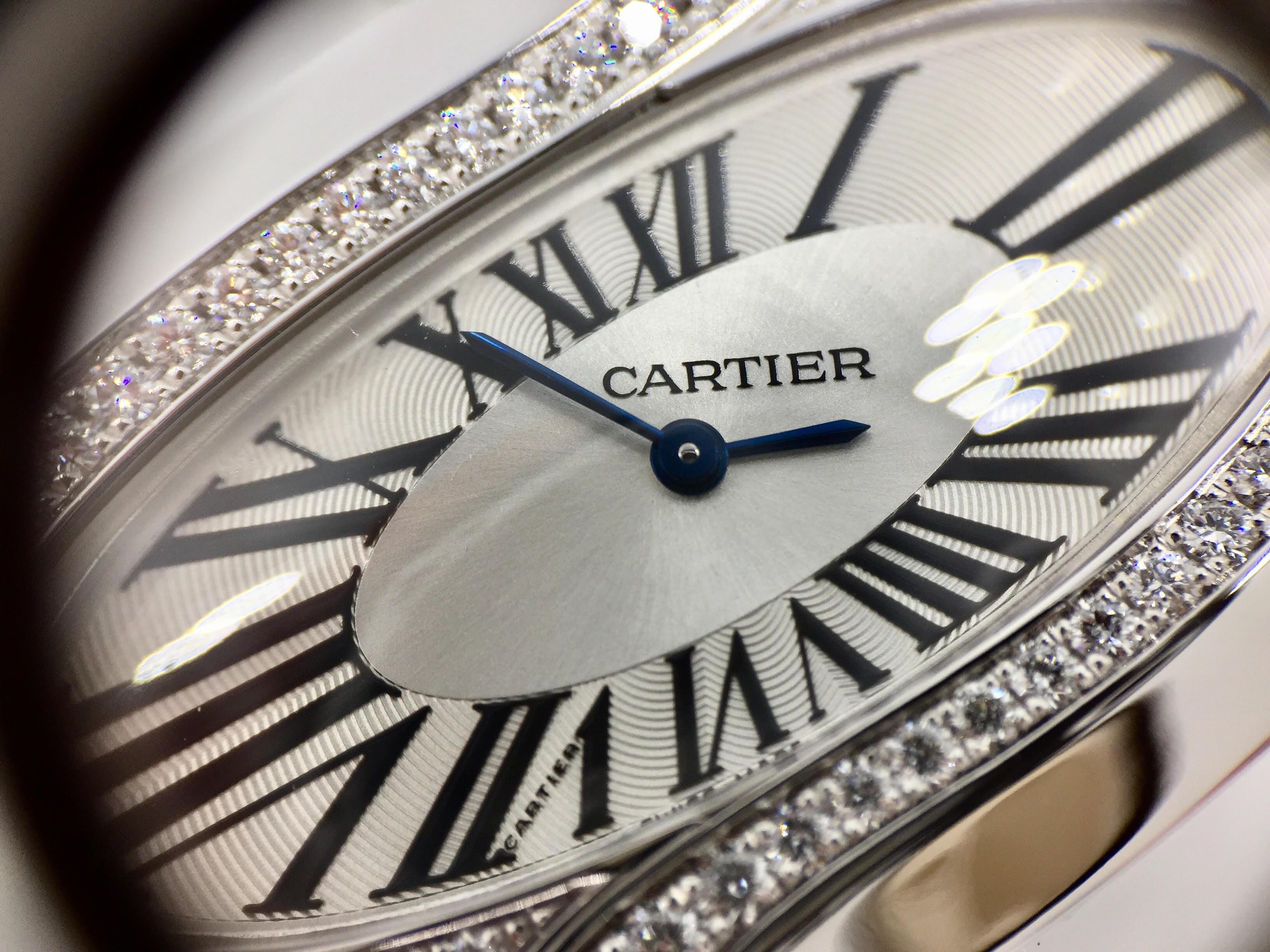 Cartier Delices Large Watch 18 Karat White Gold WG800007 In New Condition For Sale In Pikesville, MD