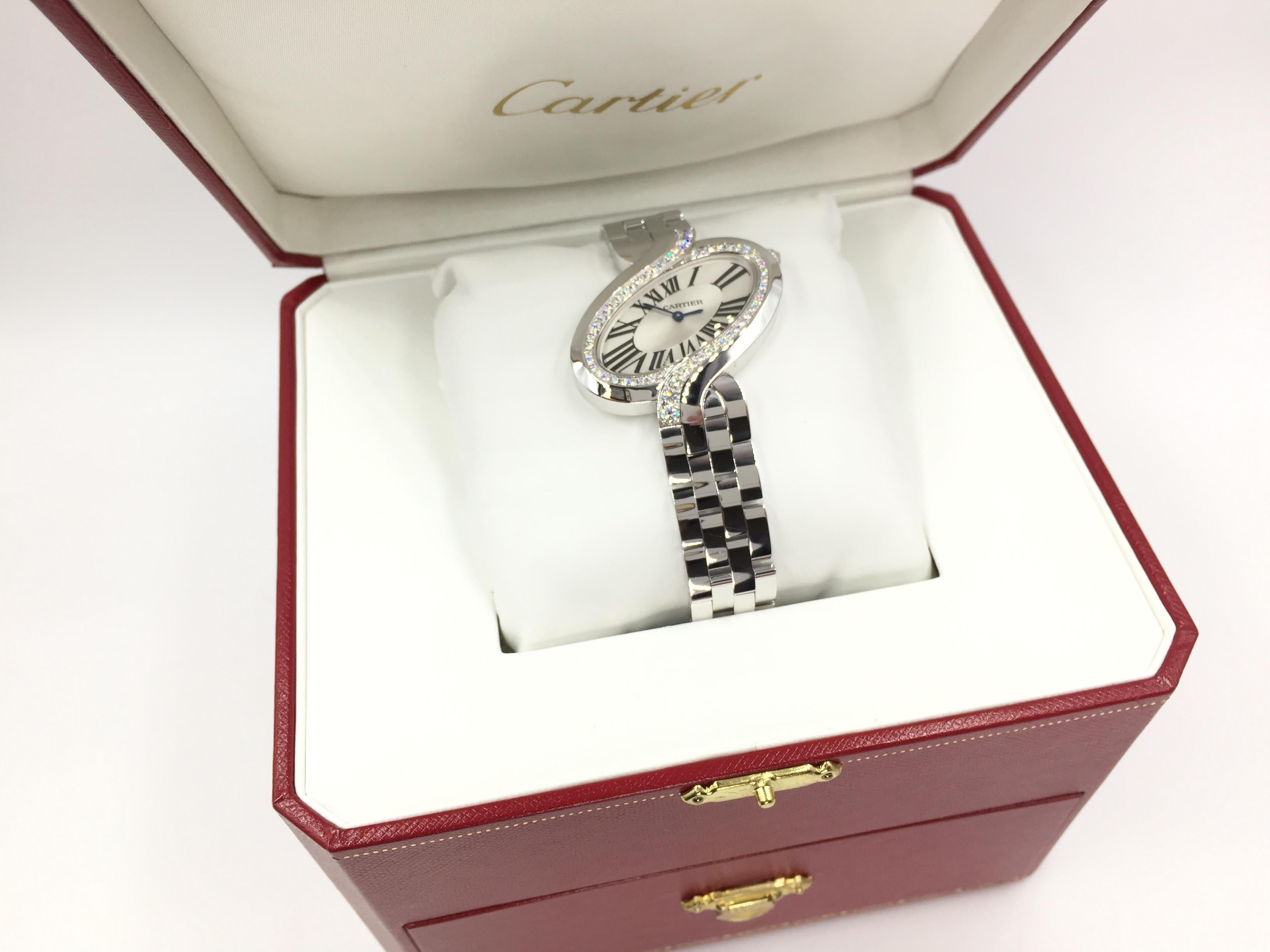 Cartier Delices Large Watch 18 Karat White Gold WG800007 For Sale 2