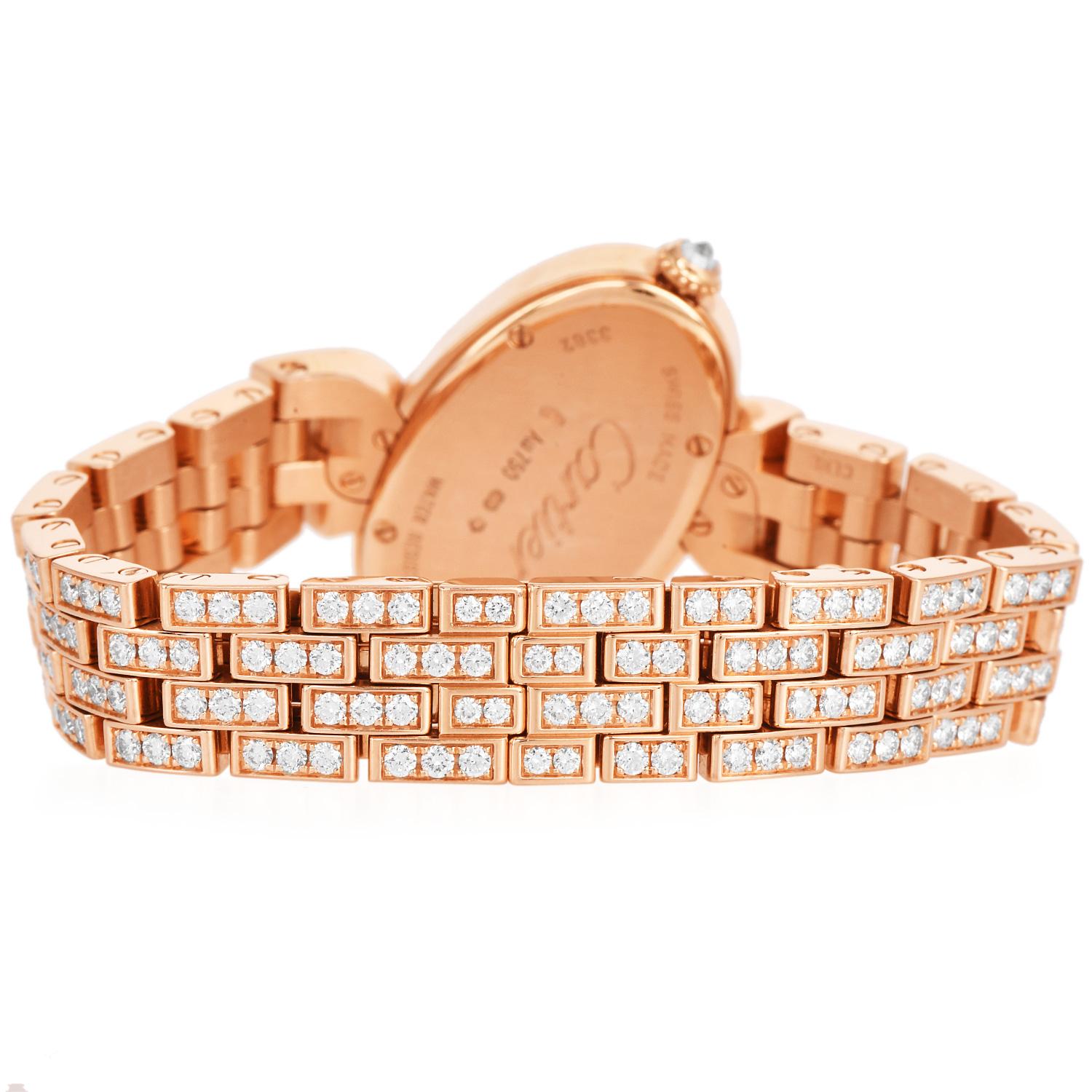 Modern Cartier Delices Pink Gold Diamond -Set Bracelet Watch ref 3382 For Sale