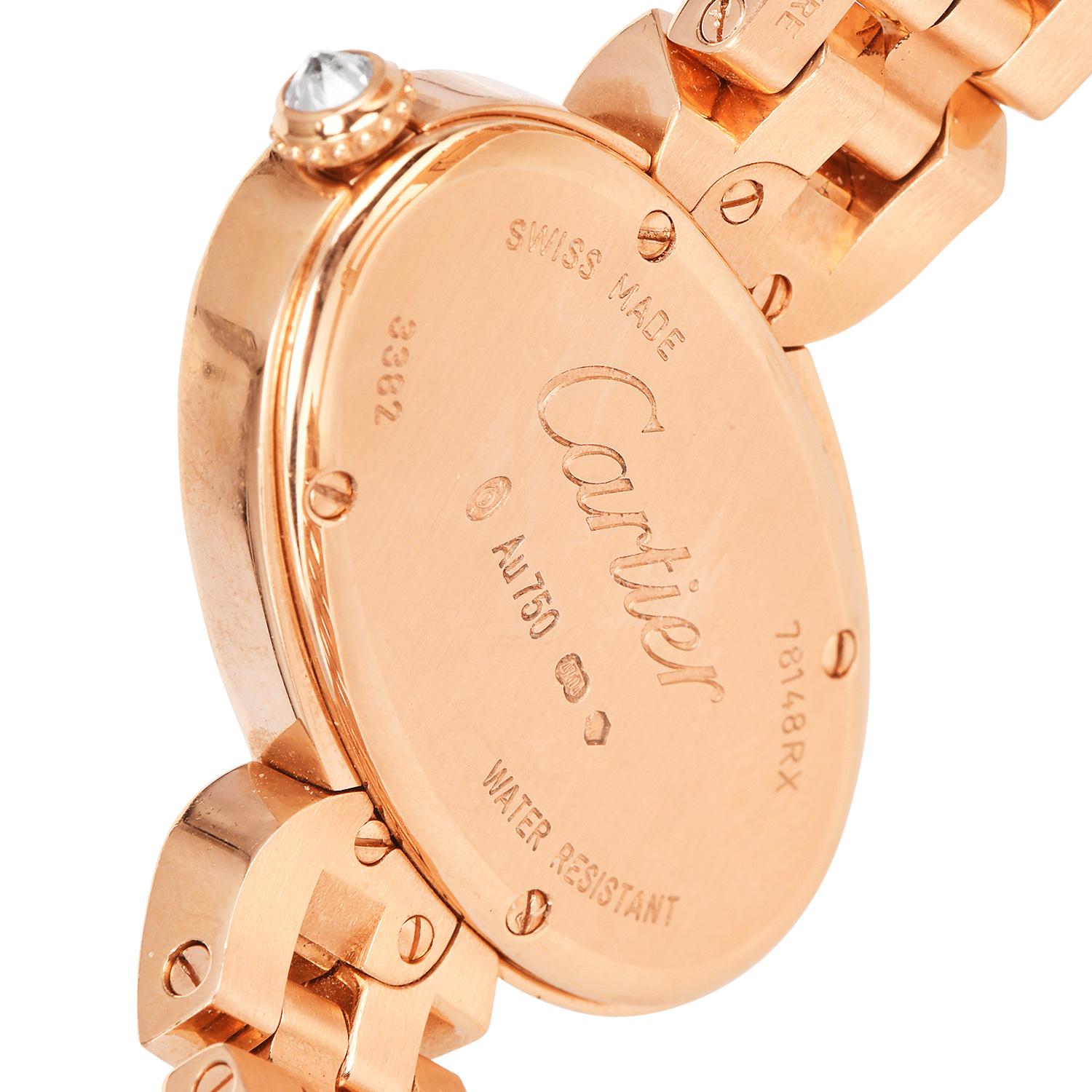 Round Cut Cartier Delices Pink Gold Diamond -Set Bracelet Watch ref 3382 For Sale