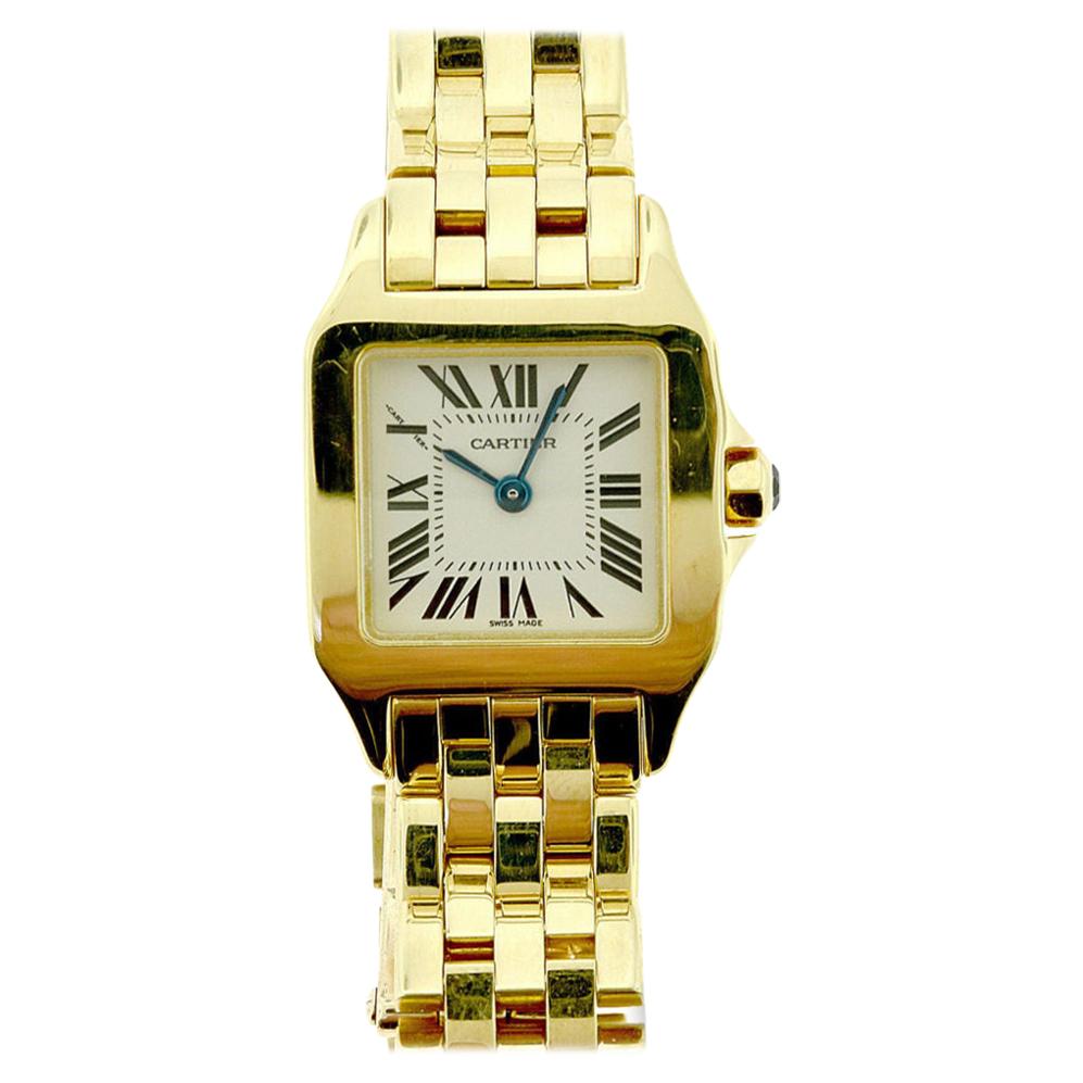 Cartier Demoiselle W25063X9 18 Karat Gold White Dial Watch, Small W-161