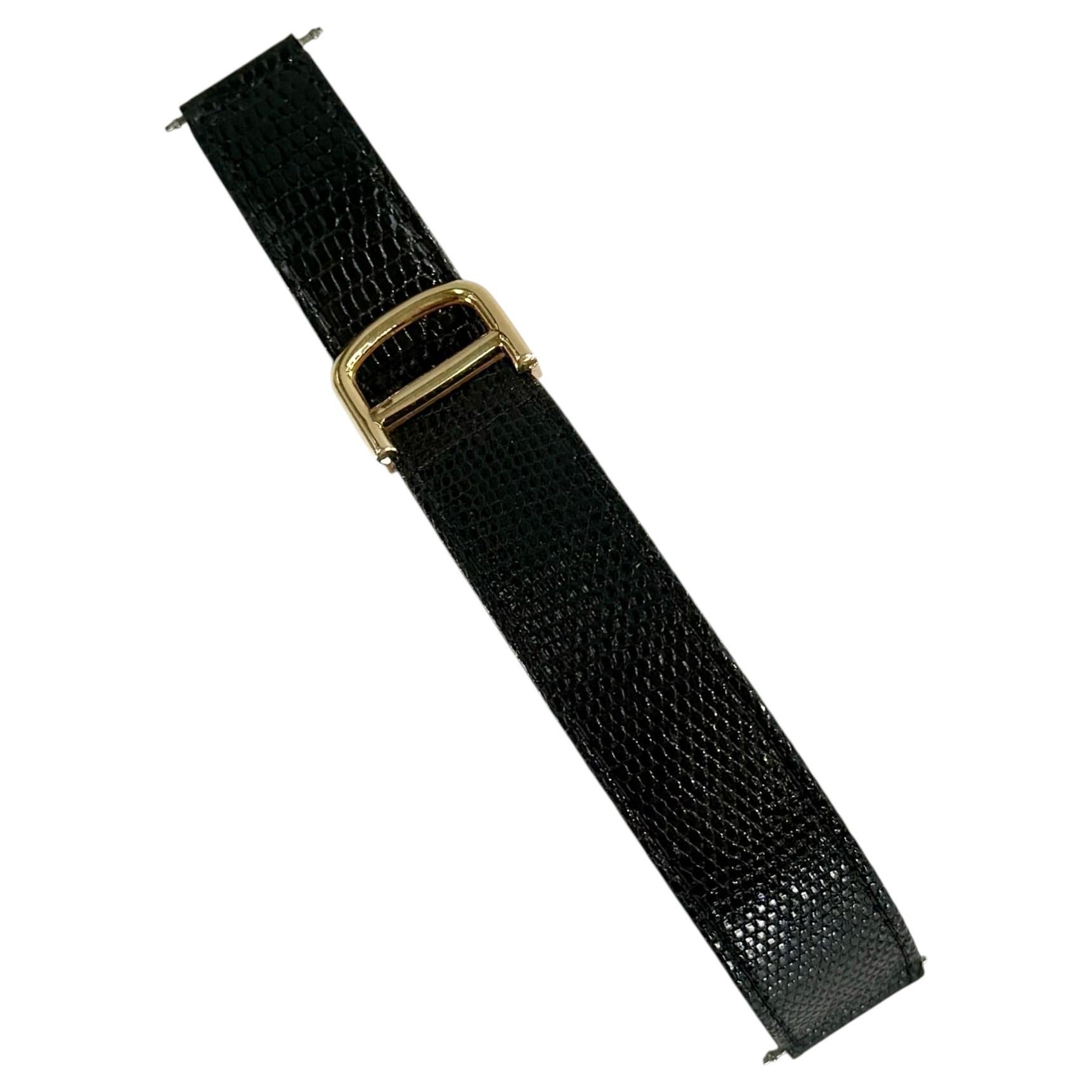 Cartier Faltschließe und Band Leder/18k Gelbgold im Angebot