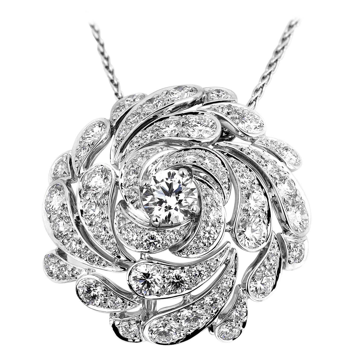 Cartier Designer Flora and Fauna, Platinum Diamond ‘Flower-head’ Brooch/Pendant