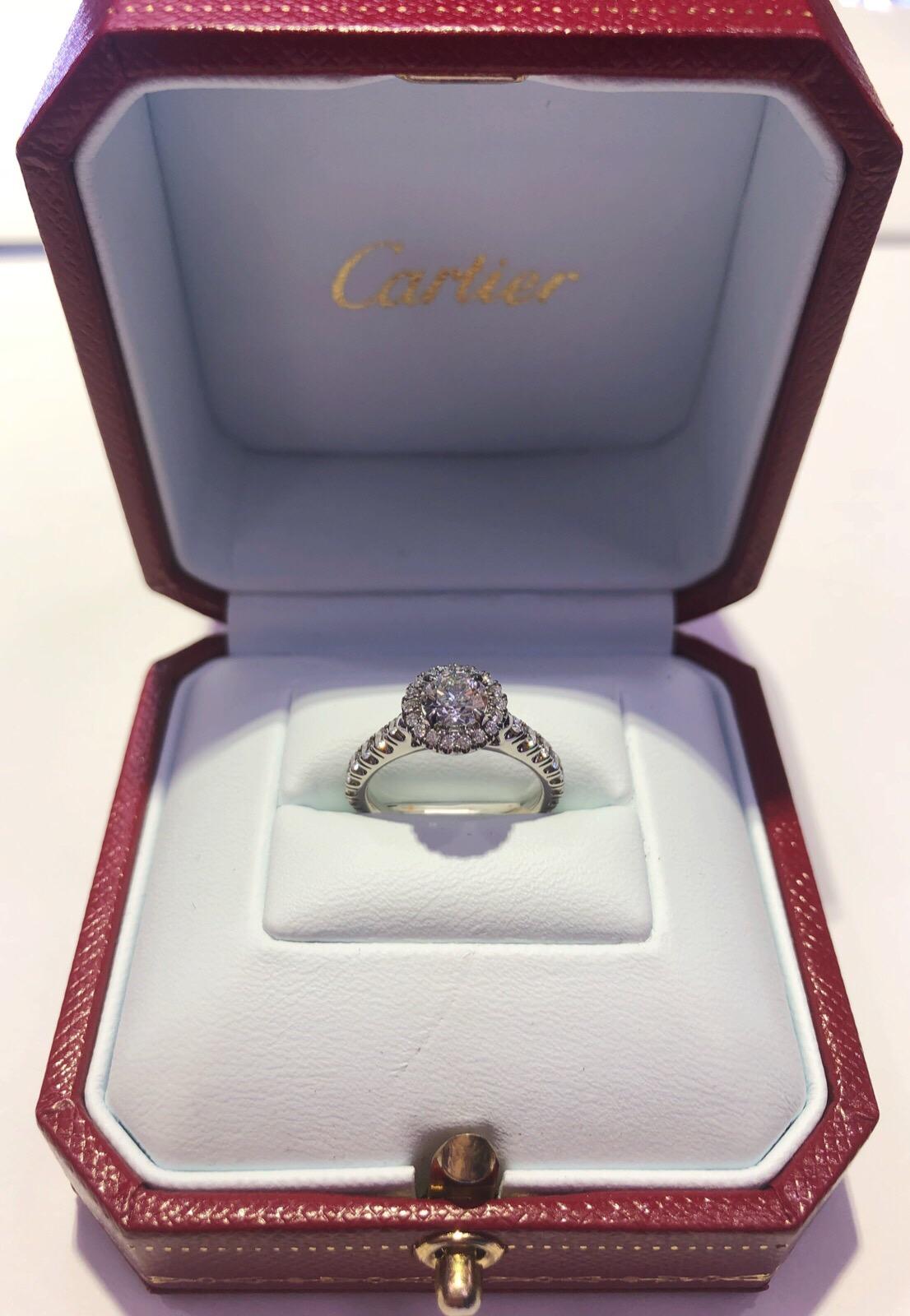 Cartier Desinee Solitaire Engagement Ring with 0.50 Carat Round Centre Stone In Excellent Condition In Houston, TX