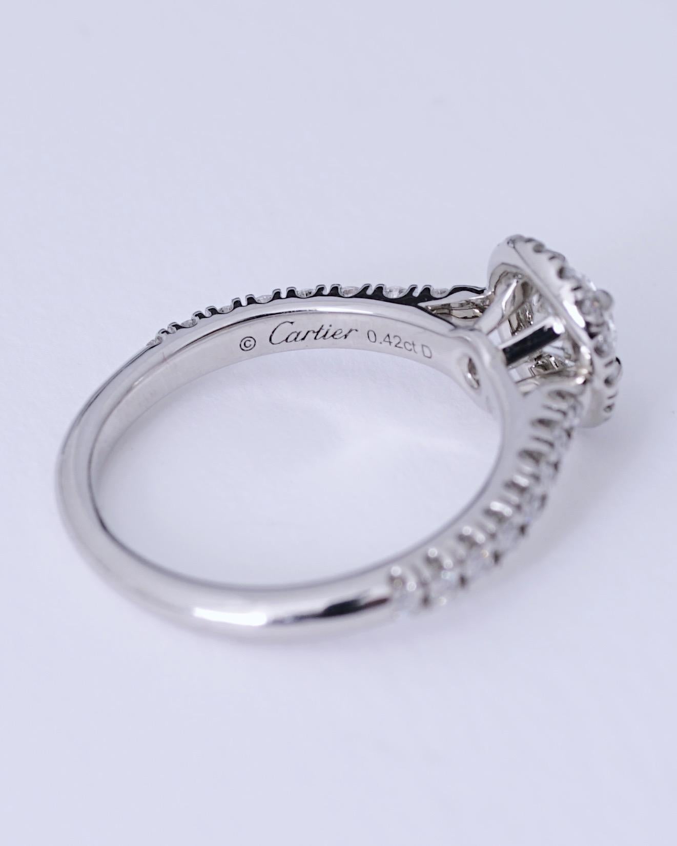 Cartier, Anillo de diamantes Desitnee Solitario talla redonda GIA 0,42 quilates G/VS1 1