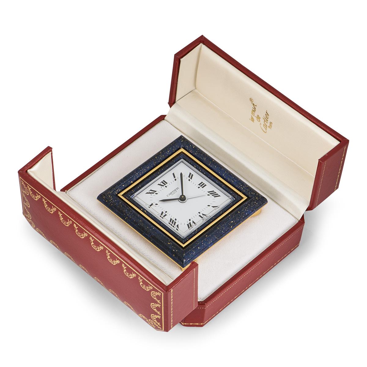 Cartier Tischuhr Messing Lapis-Emaille 1