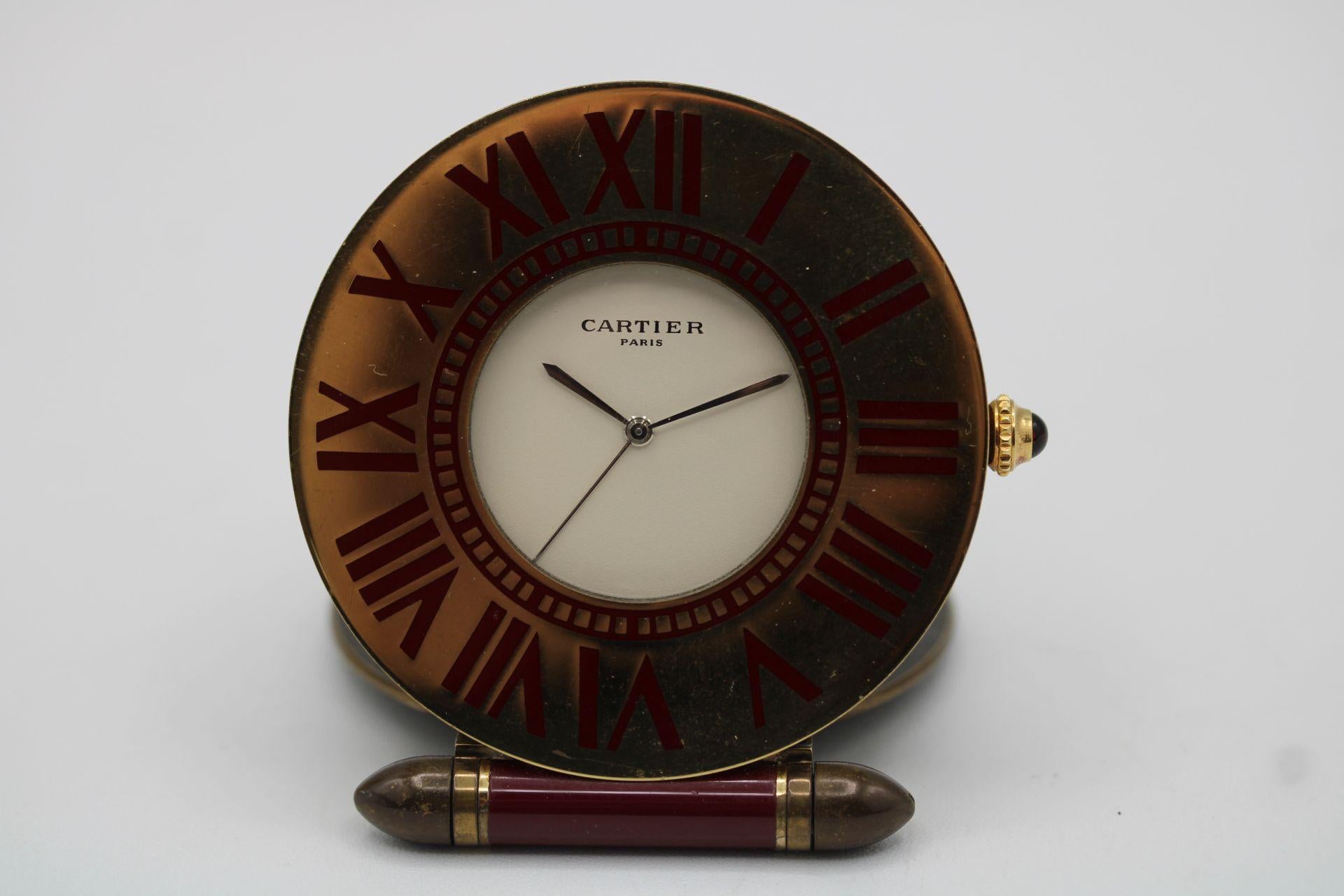 Horloge de bureau / de voyage Cartier 1980 Excellent état à London, GB