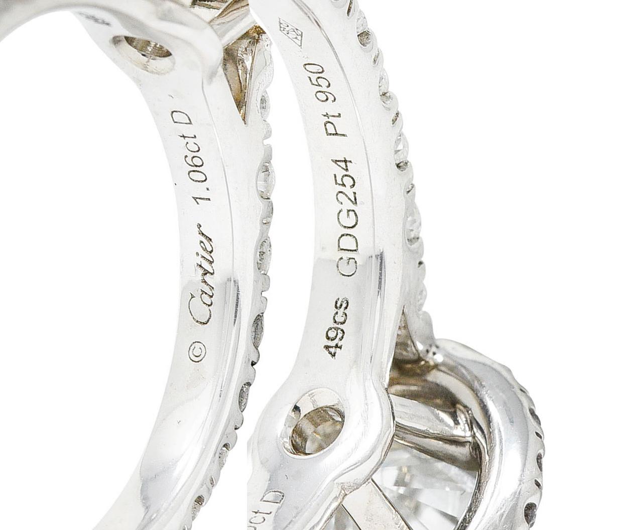 Brilliant Cut Cartier Destinee 1.55 Carats Diamond Platinum Halo Engagement Ring GIA