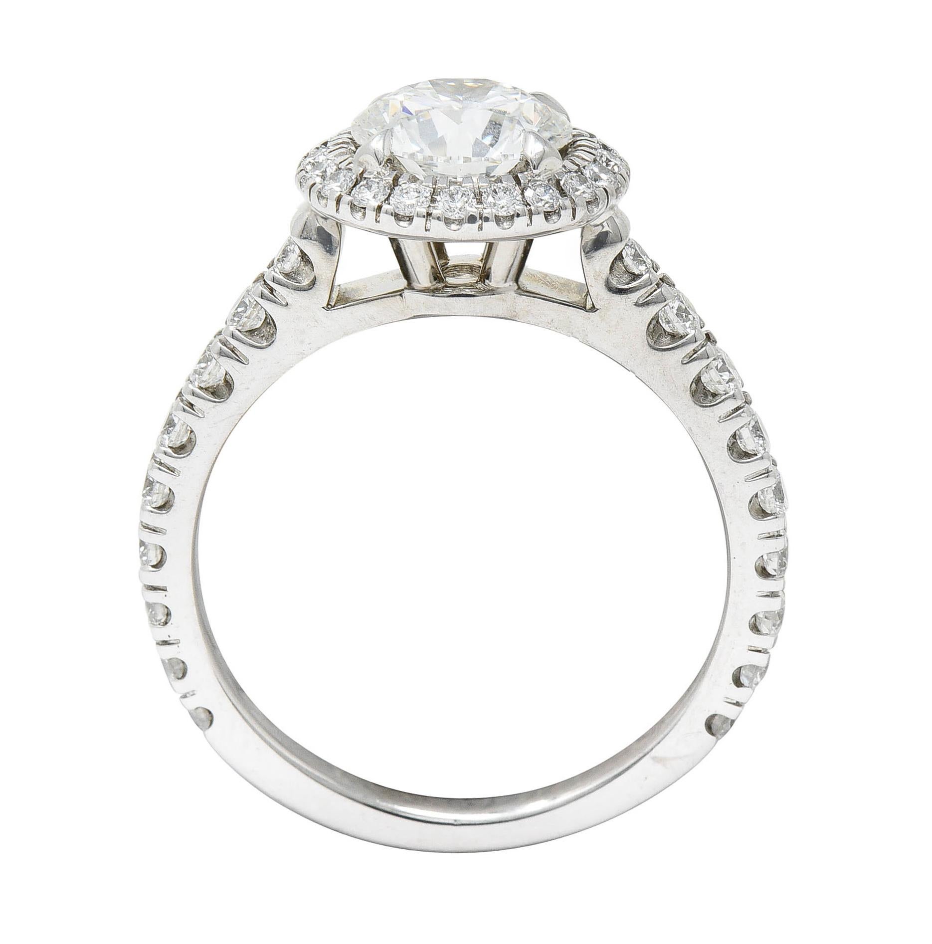 Cartier Destinee 1.55 Carats Diamond Platinum Halo Engagement Ring GIA In Excellent Condition In Philadelphia, PA