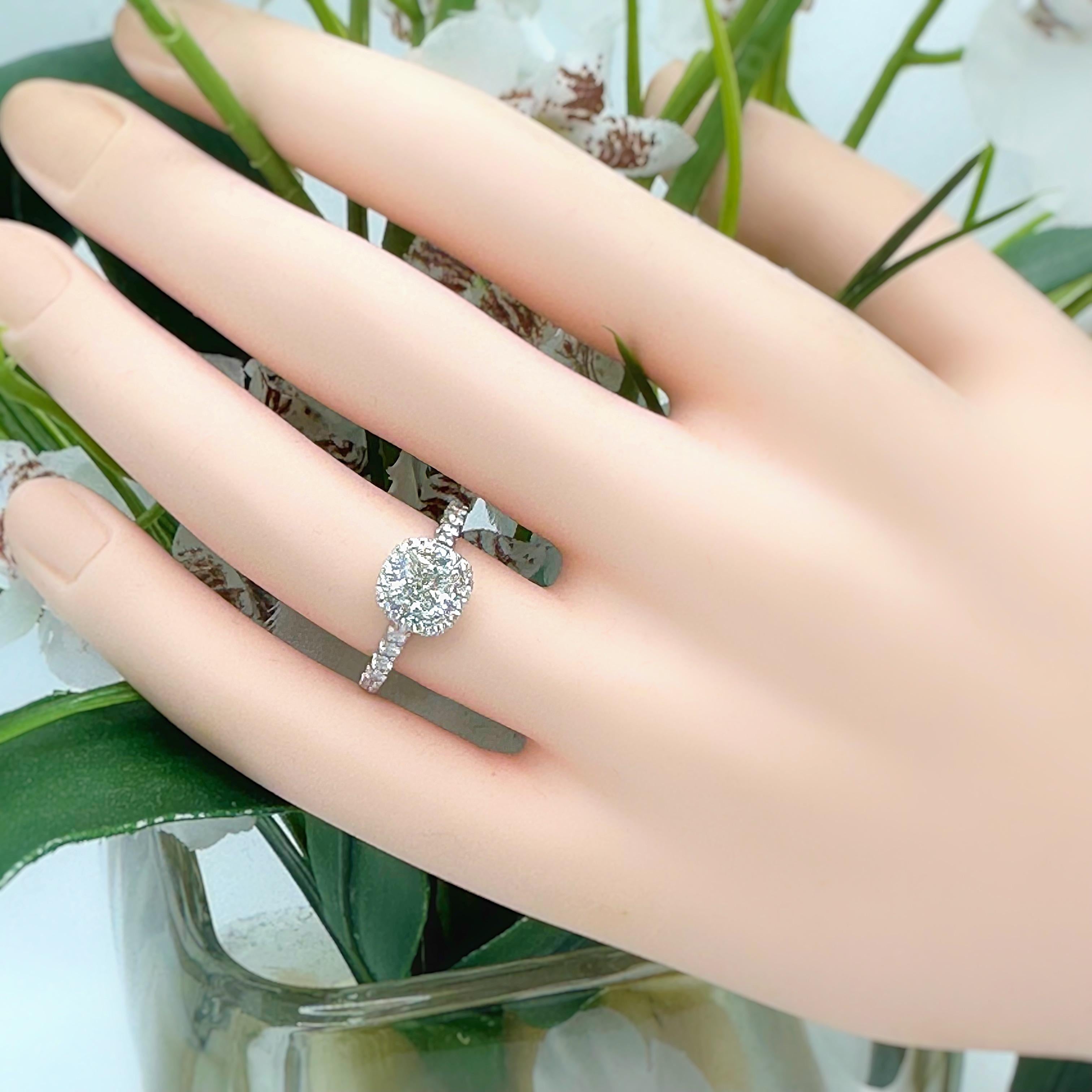 Cartier Destinee Kissenschliff 1,15 Karat H VS1 Halo Verlobungsring aus Platin im Angebot 10