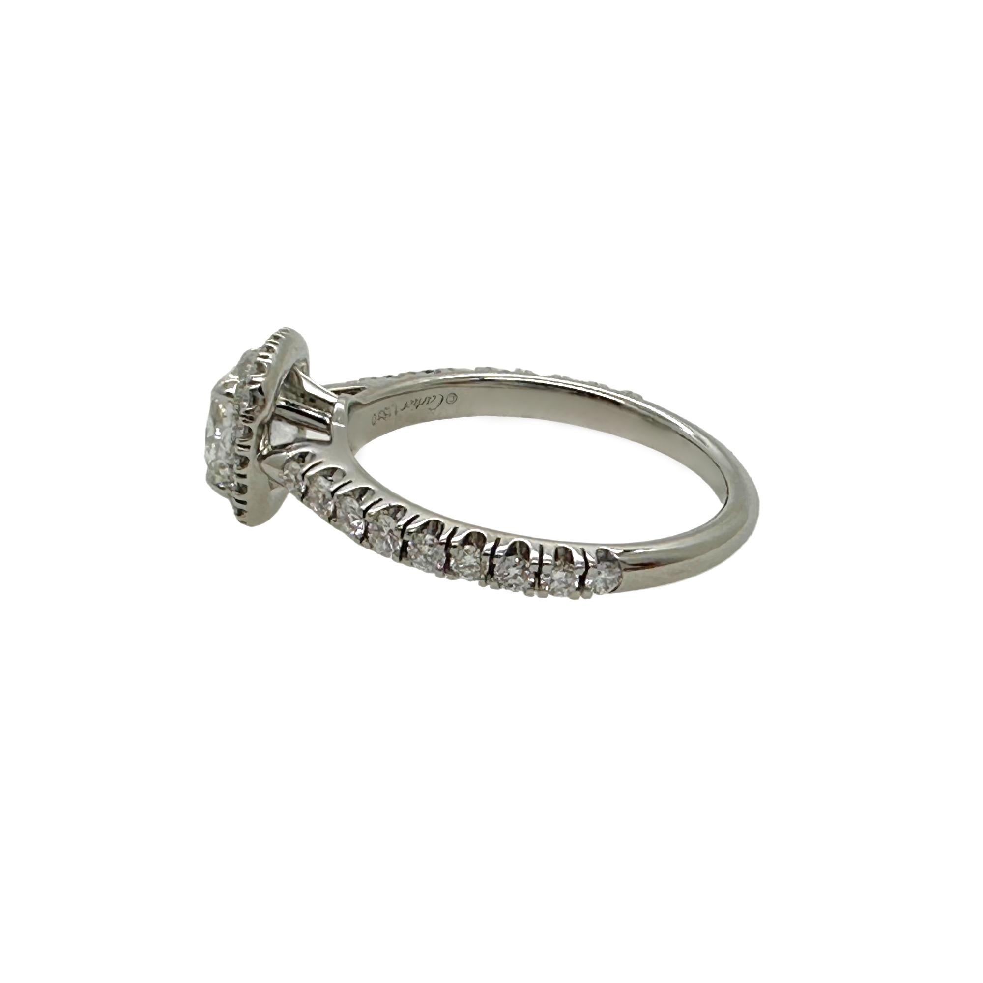 Cartier Destinee Kissenschliff 1,15 Karat H VS1 Halo Verlobungsring aus Platin für Damen oder Herren im Angebot