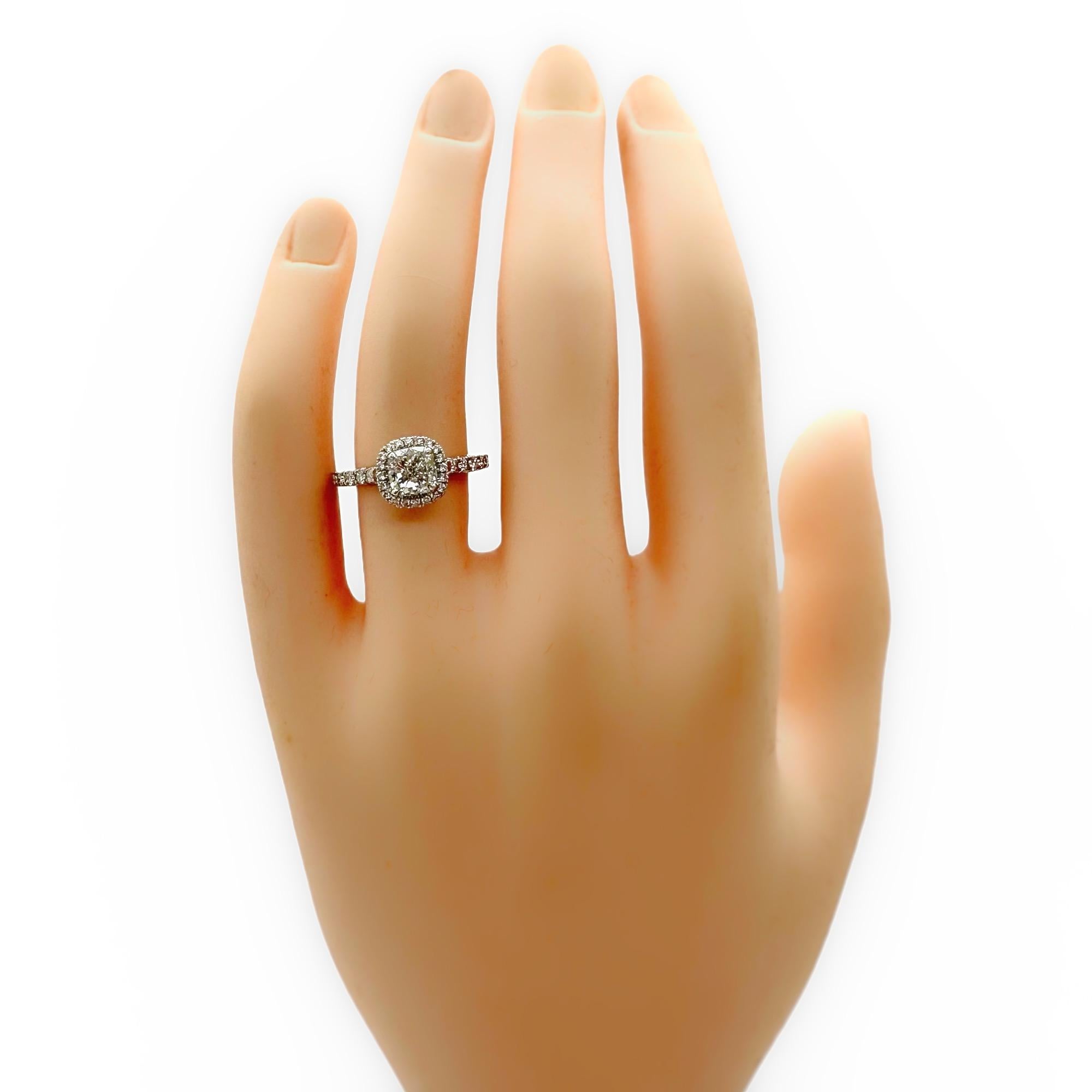 Cartier Destinee Kissenschliff 1,15 Karat H VS1 Halo Verlobungsring aus Platin im Angebot 1