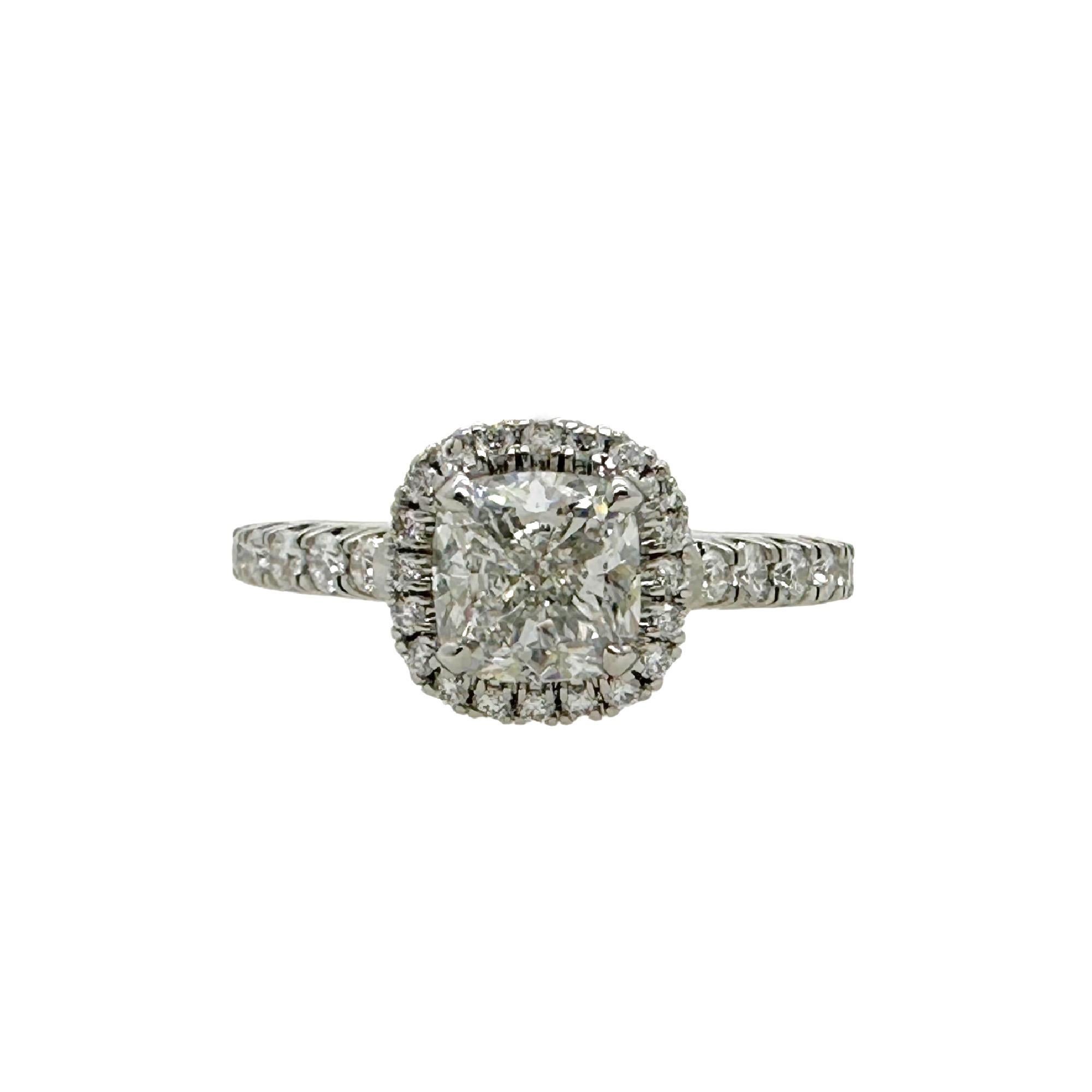 Cartier Destinee Kissenschliff 1,15 Karat H VS1 Halo Verlobungsring aus Platin im Angebot 2