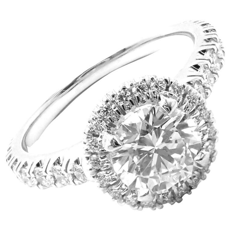 Cartier Destinee Diamond Solitaire Platinum Engagement Ring For Sale at