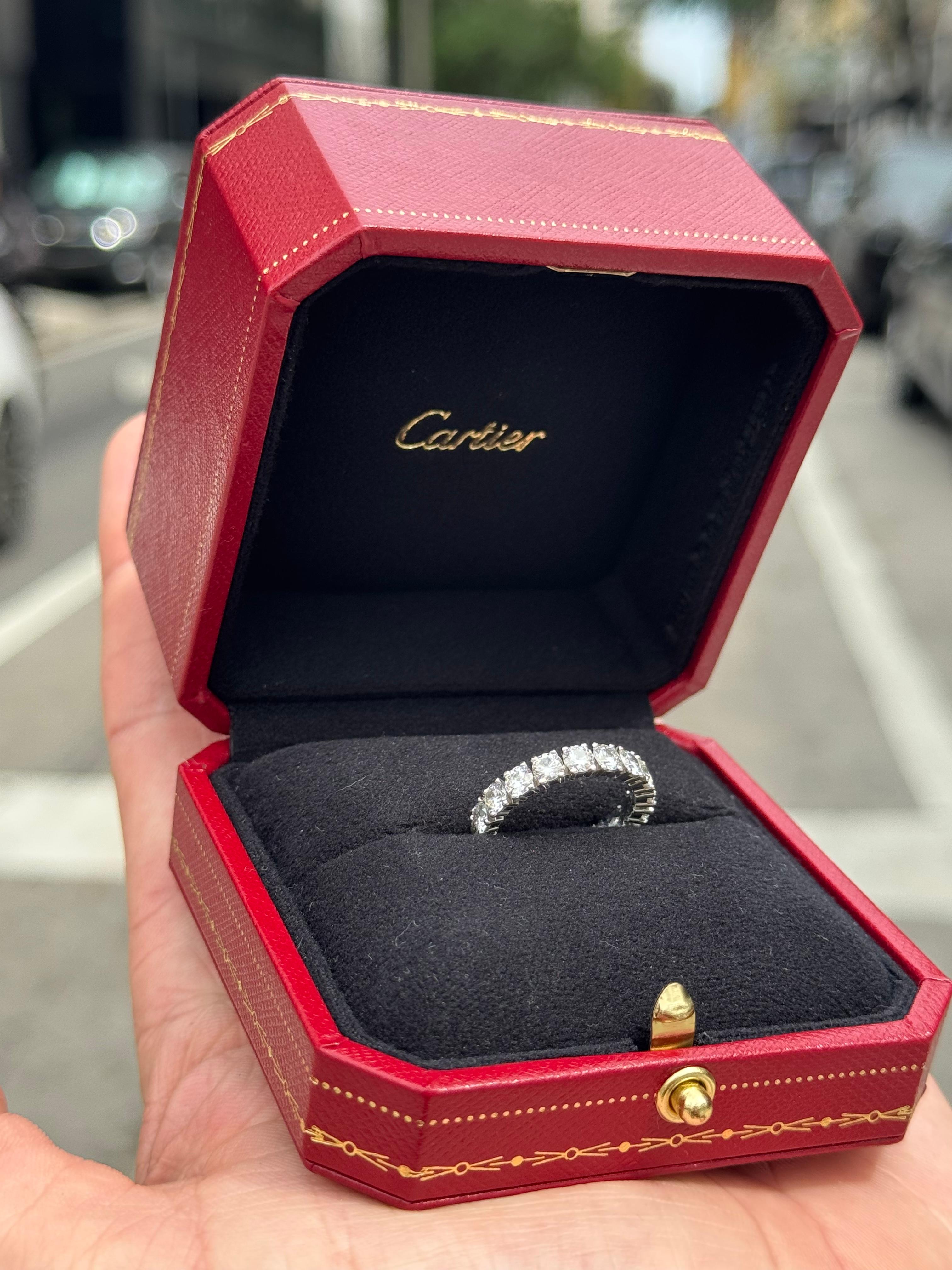 Taille ronde Cartier Destinee Alliance d'éternité en platine avec diamants de 2,97 carats, taille 52 en vente