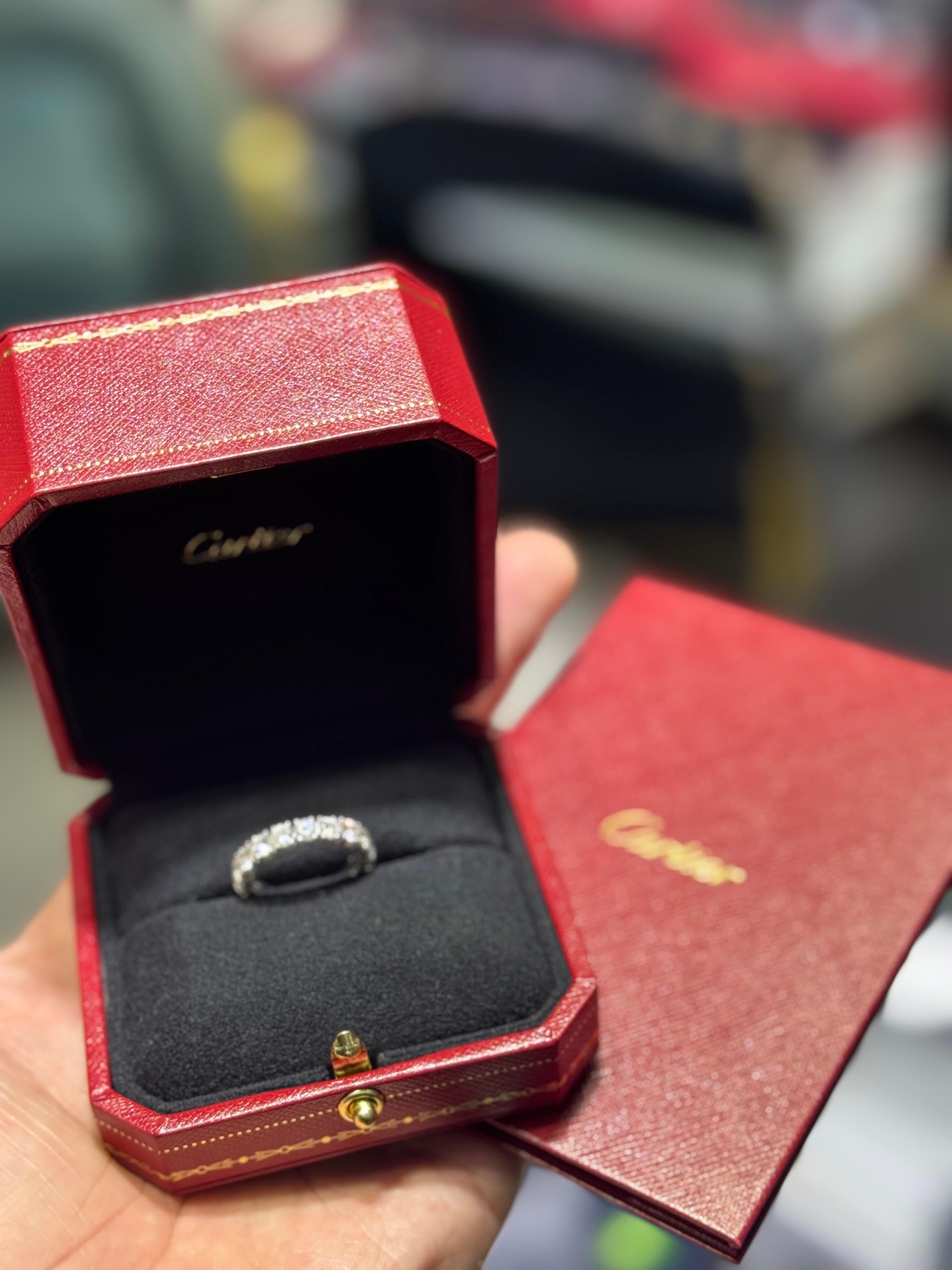 Cartier Destinee Alliance d'éternité en platine avec diamants de 2,97 carats, taille 52 en vente 2