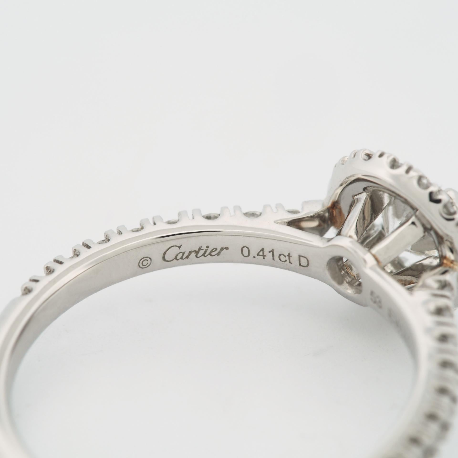 Cartier Destinee solitaire avec halo de diamants 0,41 carat Pt 53 Bon état - En vente à Kobe, Hyogo