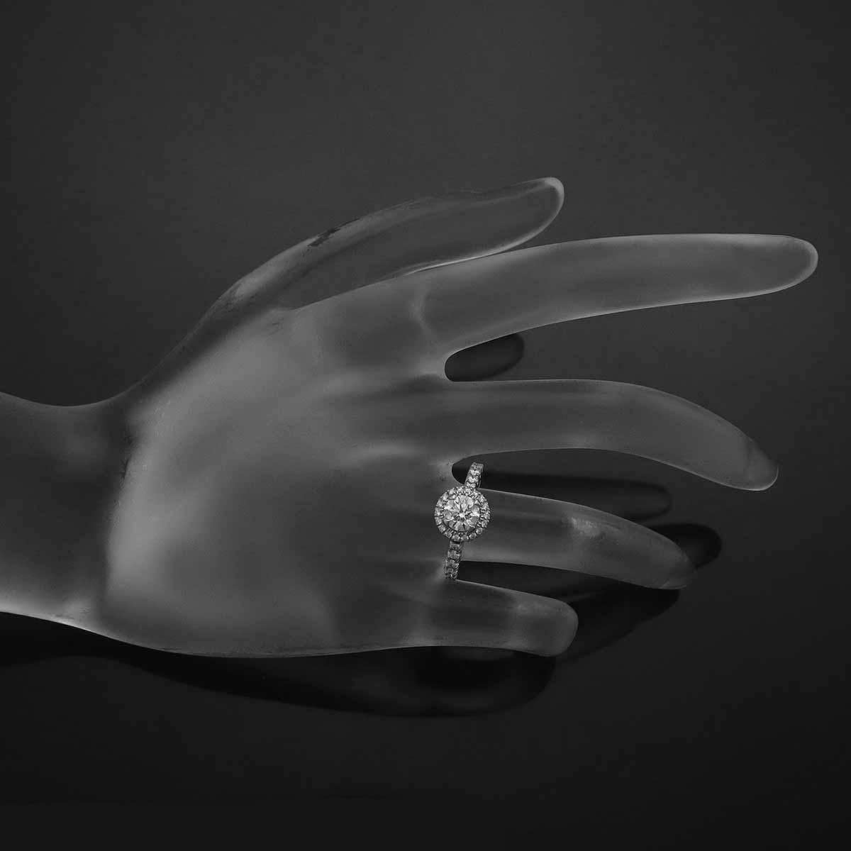 Taglio rotondo Cartier Destinee Solitaire Diamond 0.56ct F-VS1-Ex Anello in platino US 3 3/4 in vendita
