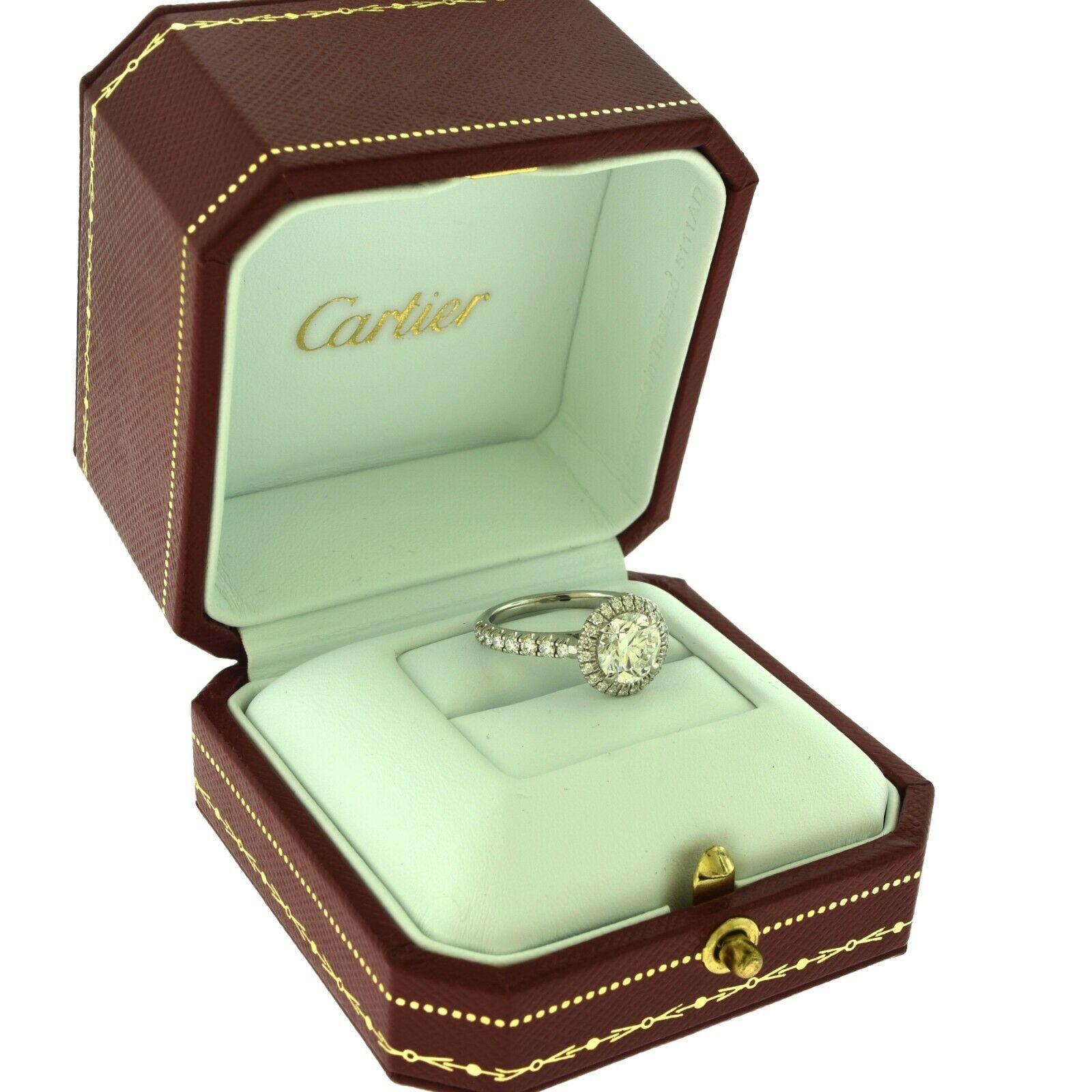 Cartier Destinee Solitaire GIA Diamond Platinum Ring 1.60 Carat Papers Excellent état à Miami, FL