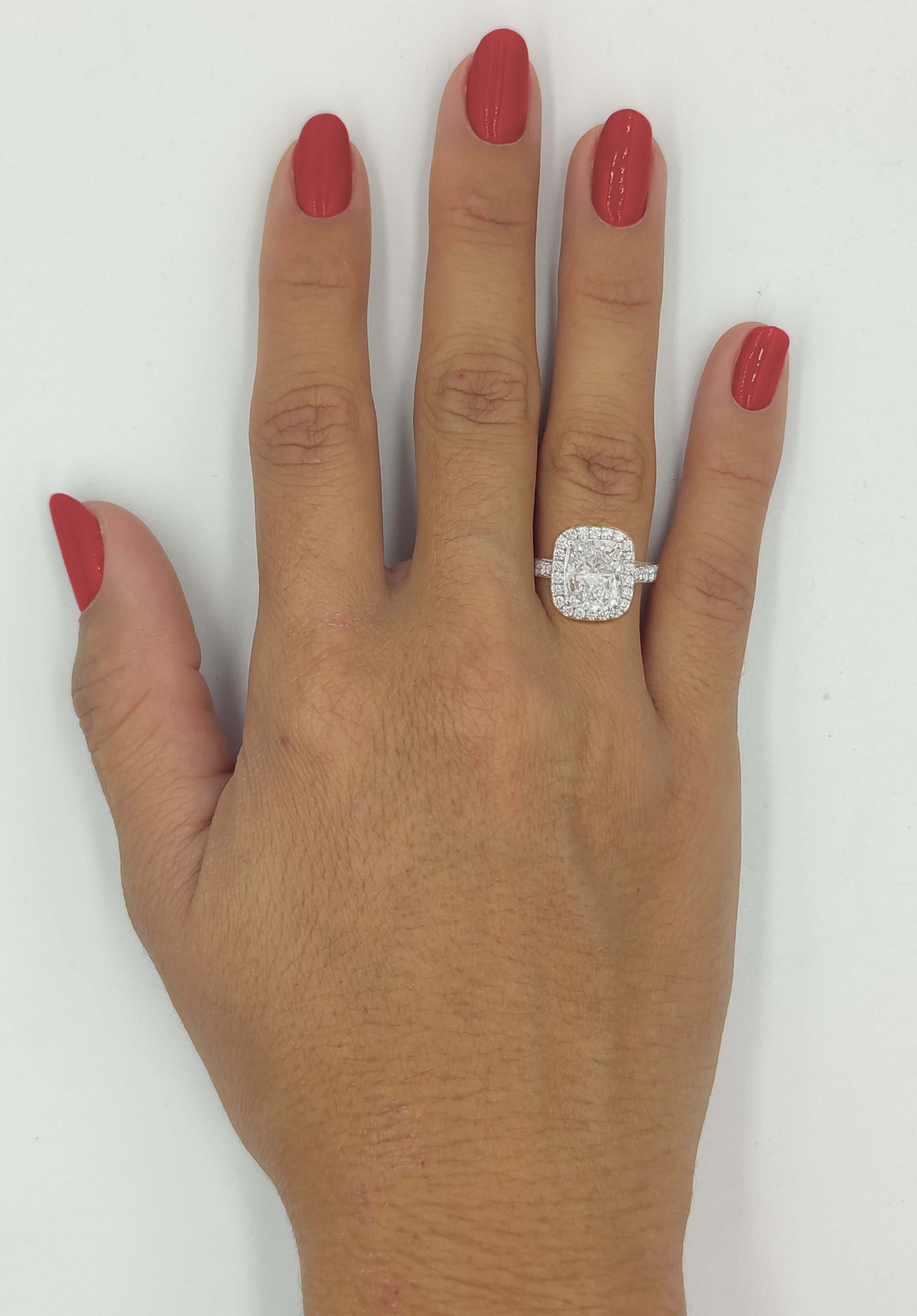 Cartier Destinée Solitaire Platinum Cushion Cut Diamond Halo Engagement