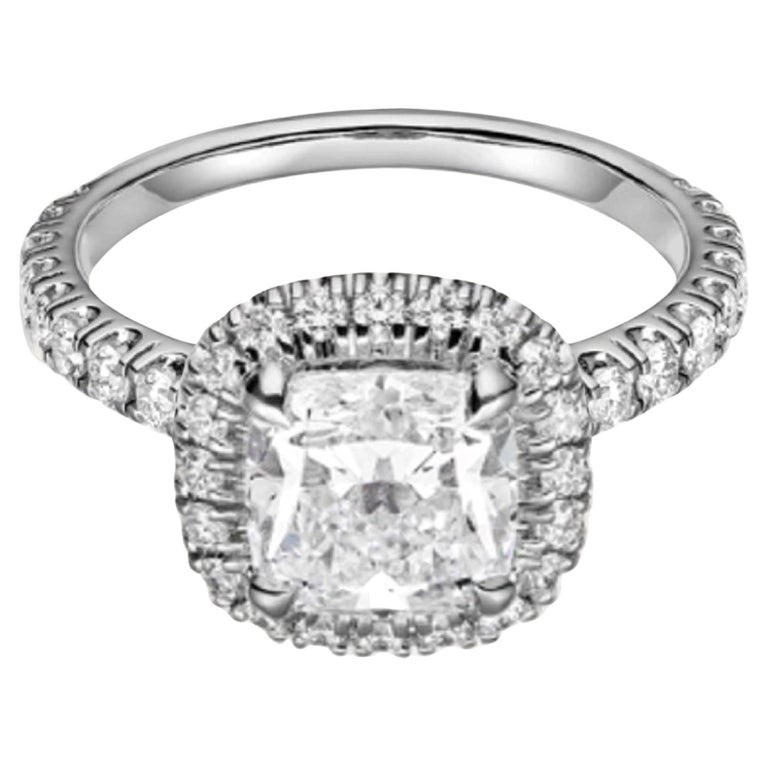 Cartier Destinée Solitaire Platinum Cushion Cut Diamond Halo Engagement ...