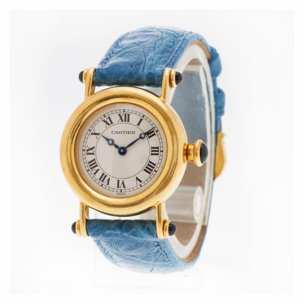 Contemporary Cartier Diablo 1440 18 Karat Ivory Dial Quartz Watch, 'Certified Authentic'
