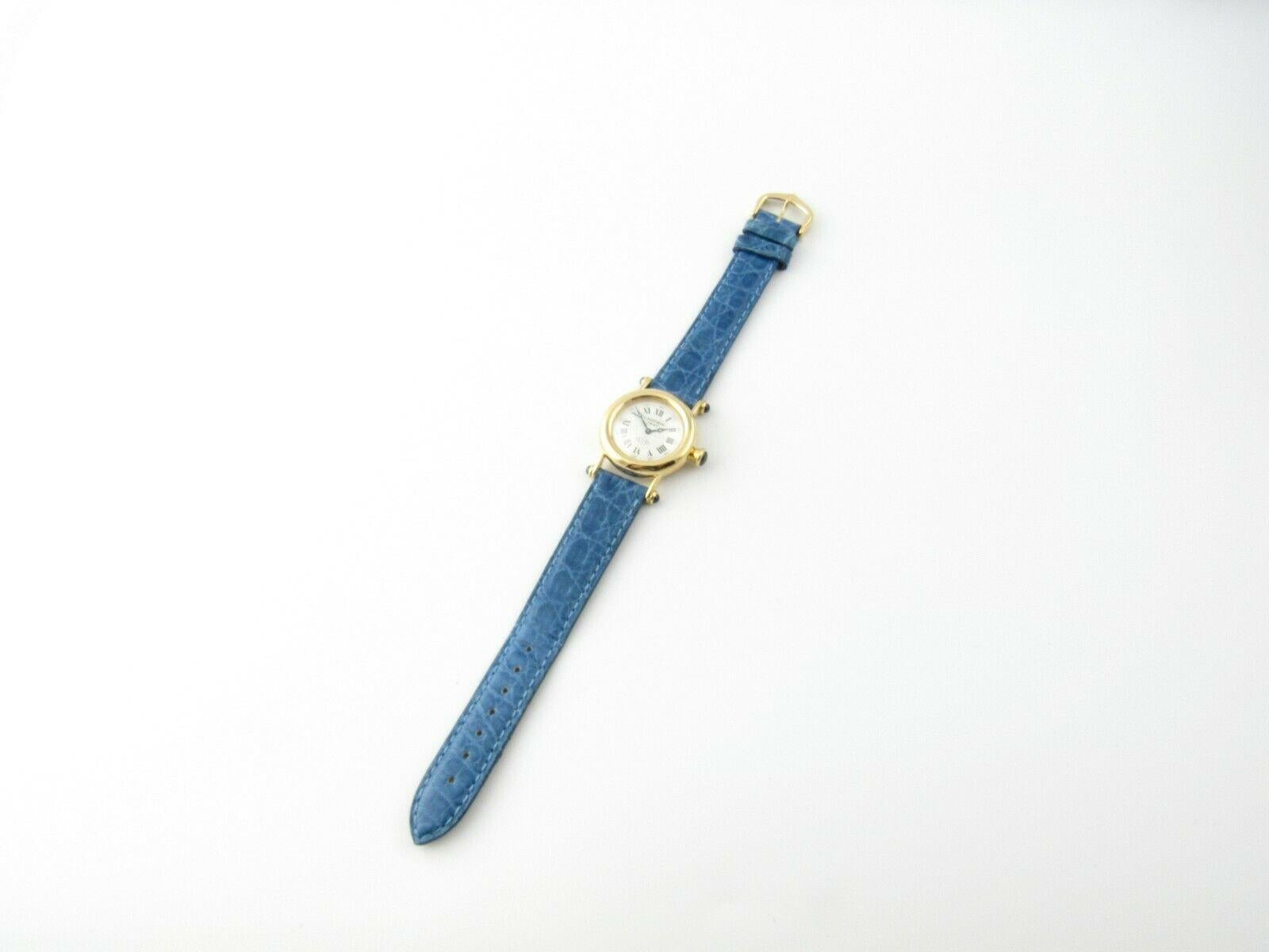 Women's Cartier Diabolo 18 Karat Gold 150 Anniversary Ladies Watch 14400 Blue Band