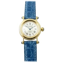 Cartier Diabolo 18 Karat Gold 150 Anniversary Ladies Watch 14400 Blue Band