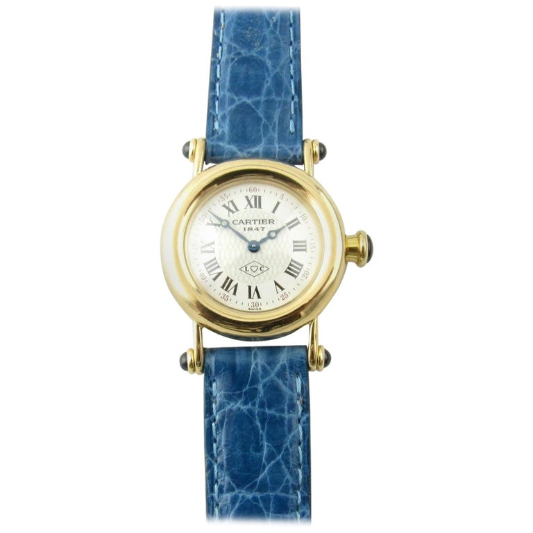 Cartier Diabolo 18 Karat Gold 150 Anniversary Ladies Watch 14400 Blue ...