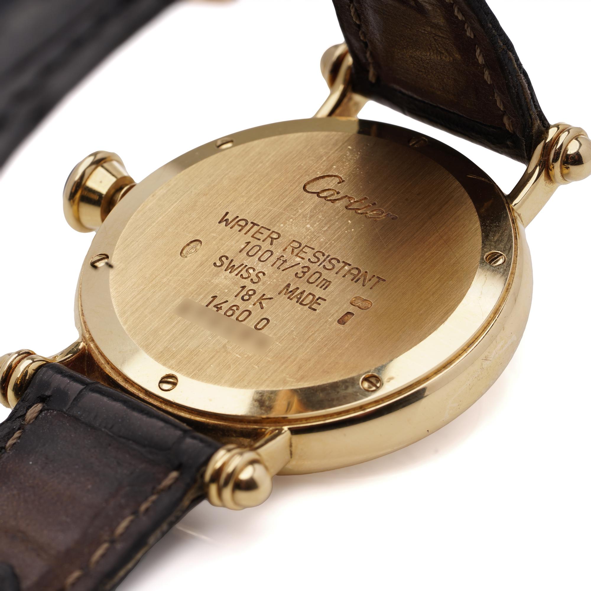 Women's or Men's Cartier Diabolo 18K Yellow Gold Manual Wind Wristwatch For Sale