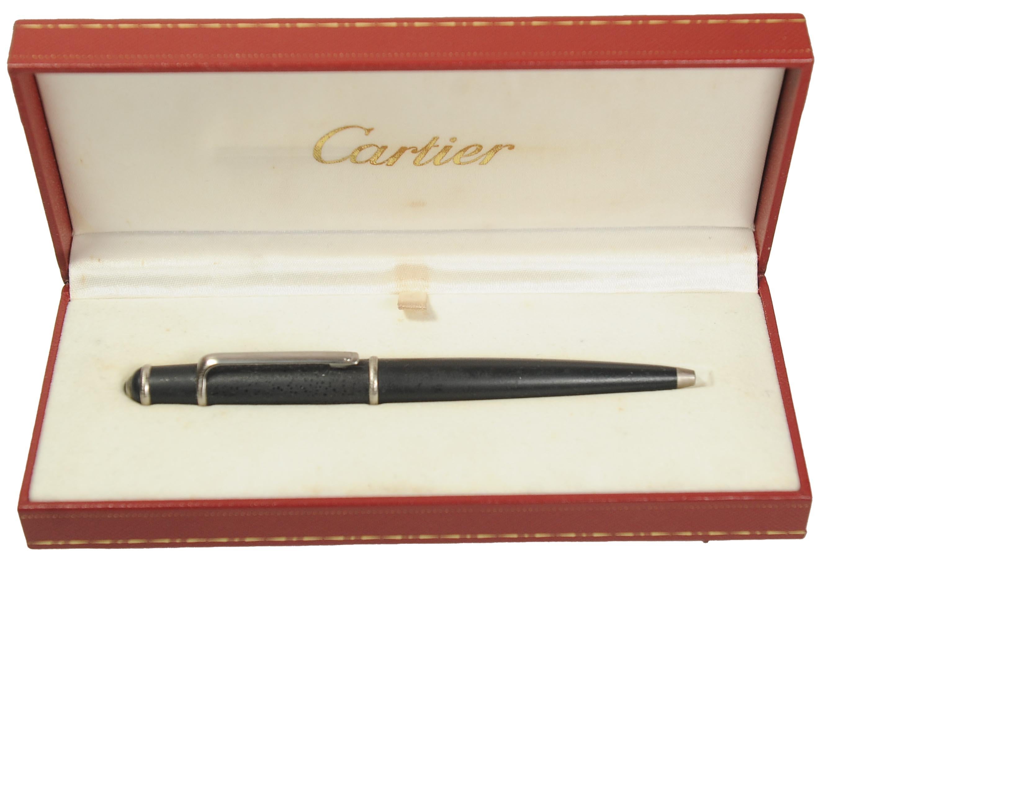 Cartier Diabolo Black Resin Palladium Finish Rollerball Pen With Case & Papers

Cartier pens are designed by Cartier, & are manufactured by Montblanc. This collaboration allows Cartier to produce high-quality, luxury pens while leveraging