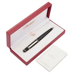 Cartier Diabolo Black Resin Palladium Finish Rollerball Pen With Case & Papers