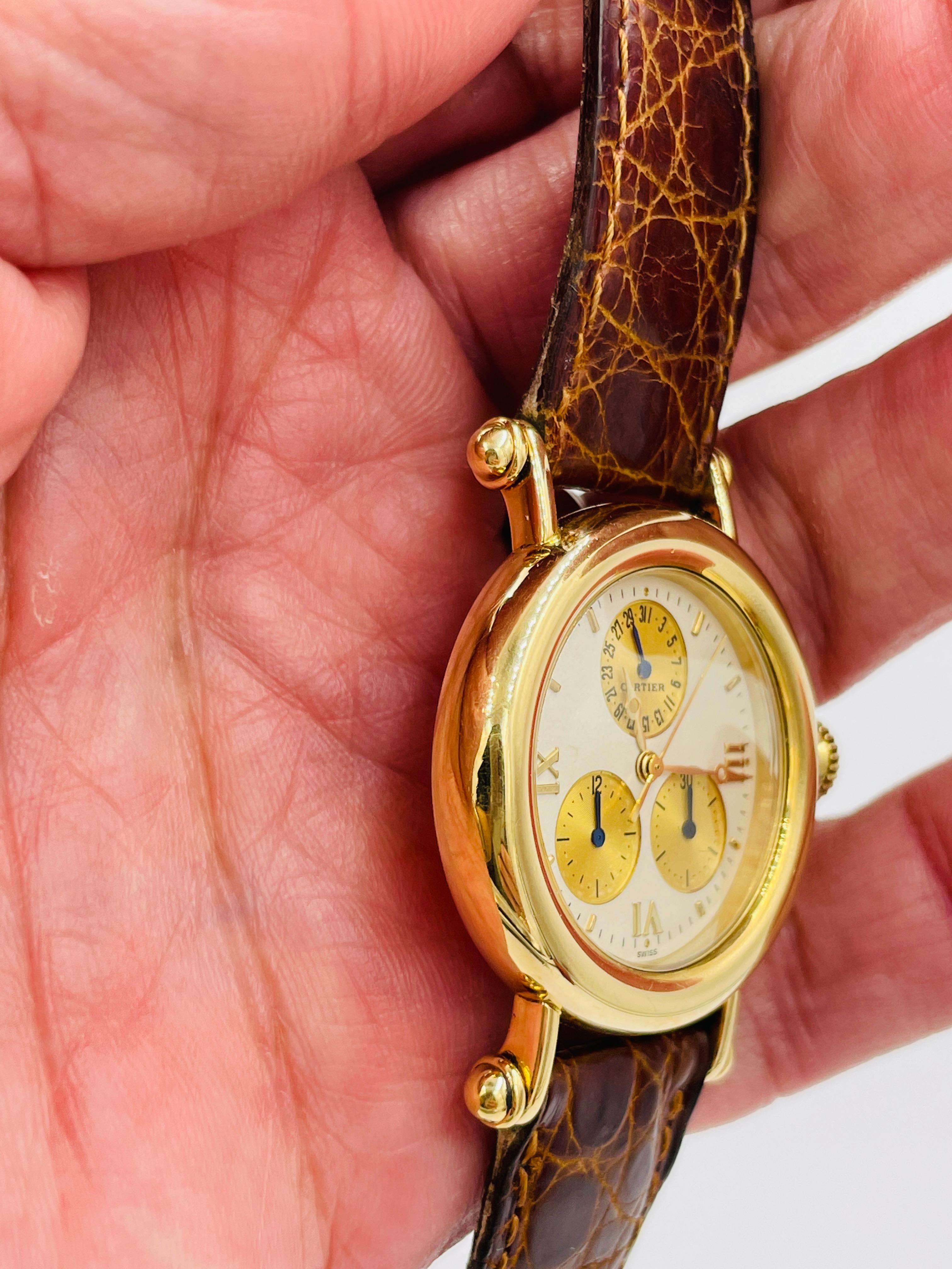 Cartier Diabolo Chronograph Gelbgold-Armbanduhr für Damen oder Herren