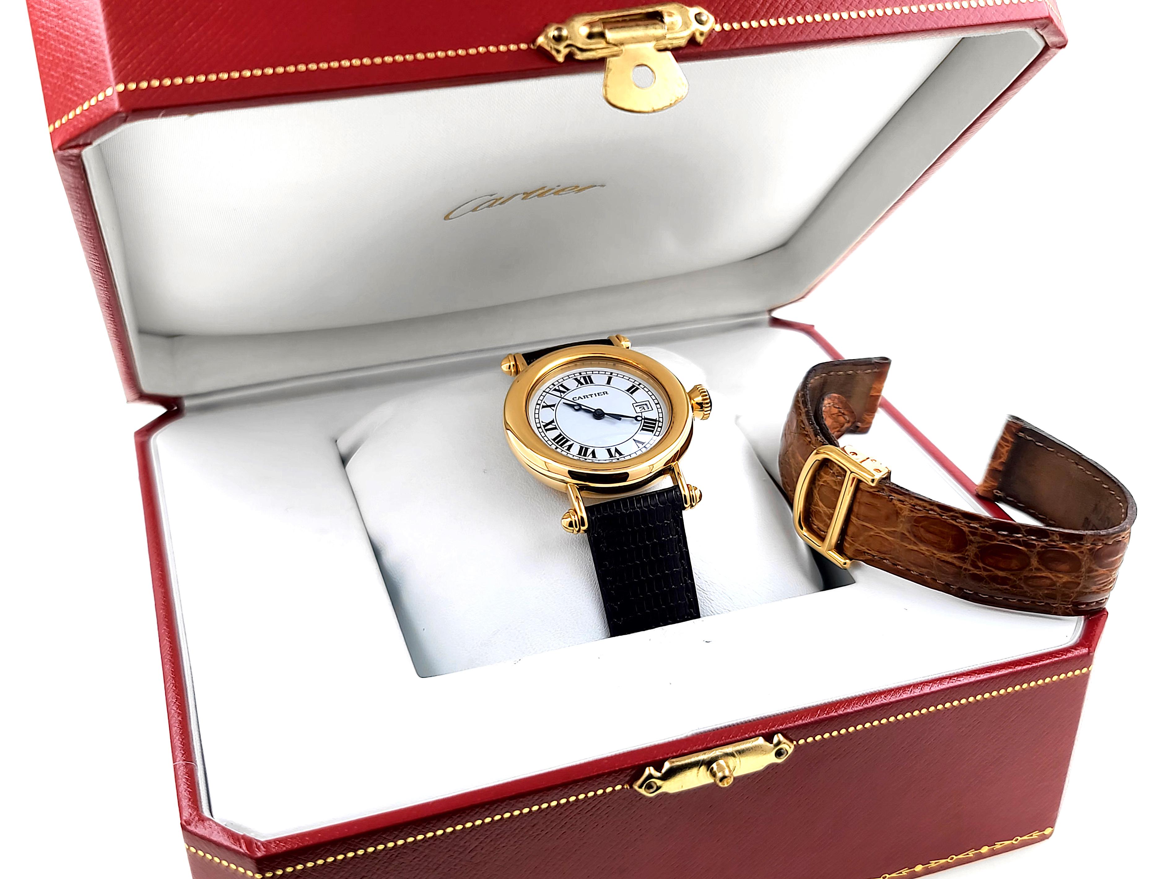 Cartier Diabolo Date Large 1420 Grand Modele 18k Gold Breguet hand Folding Clasp 7