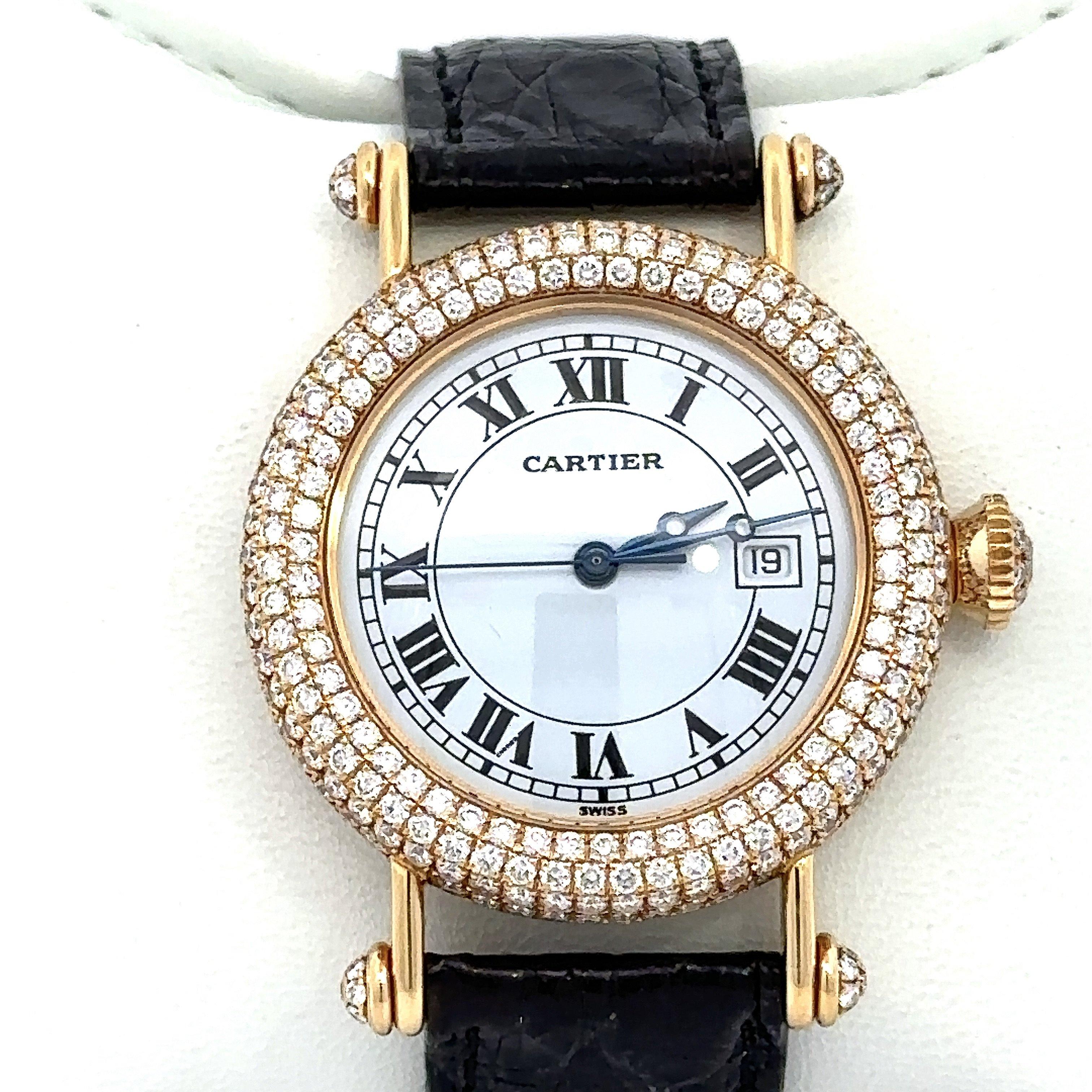 Modern Cartier Diabolo Diamond 18KT Yellow Gold Quartz Watch, 31mm