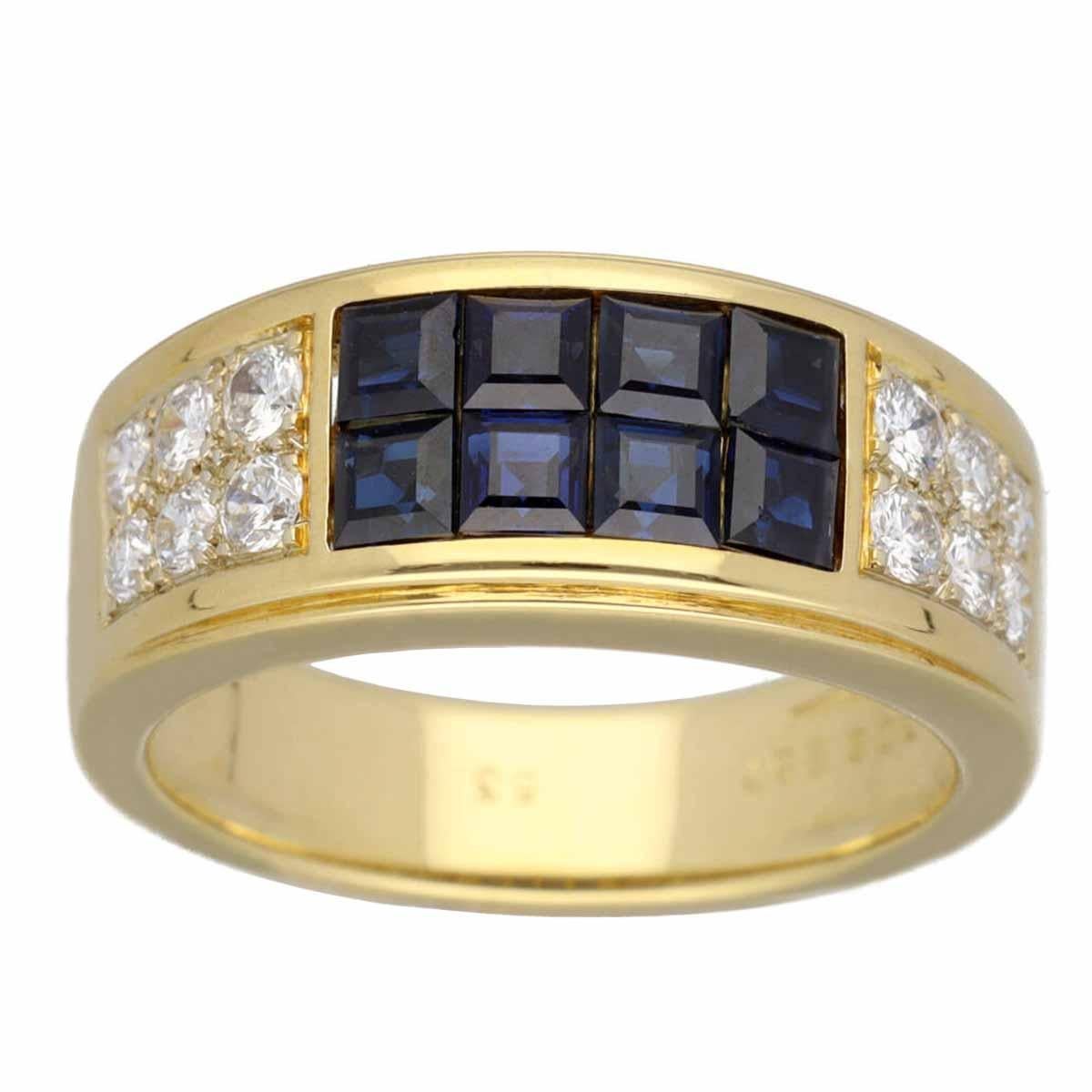 Brand:Cartier 
Name:Diabolo Invisible Set Blue Sapphire Diamond Ring
Material :12P Diamond, 8P Blue Sapphire, 750 K18 YG Yellow Gold
Comes with:Cartier Box,Case,Cartier repair certificate (July 2018)
Ring Size:British & Australian:N / US & Canada:6