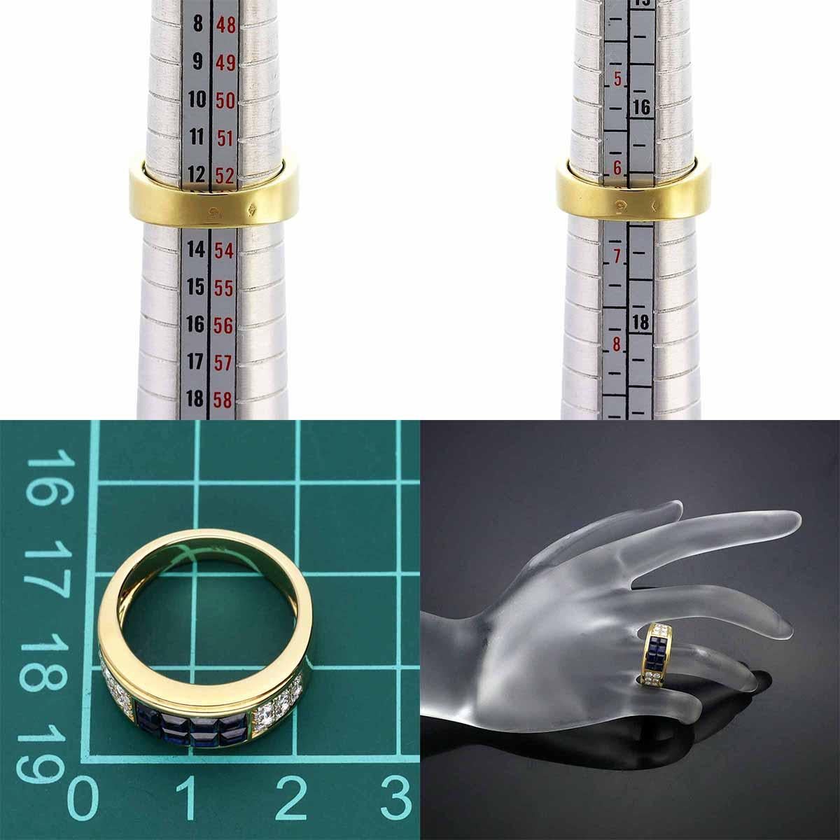 Cartier Diabolo Invisible Set Blue Sapphire Diamond 18K Yellow Gold Ring US 6.5 In Good Condition For Sale In Tokyo, JP
