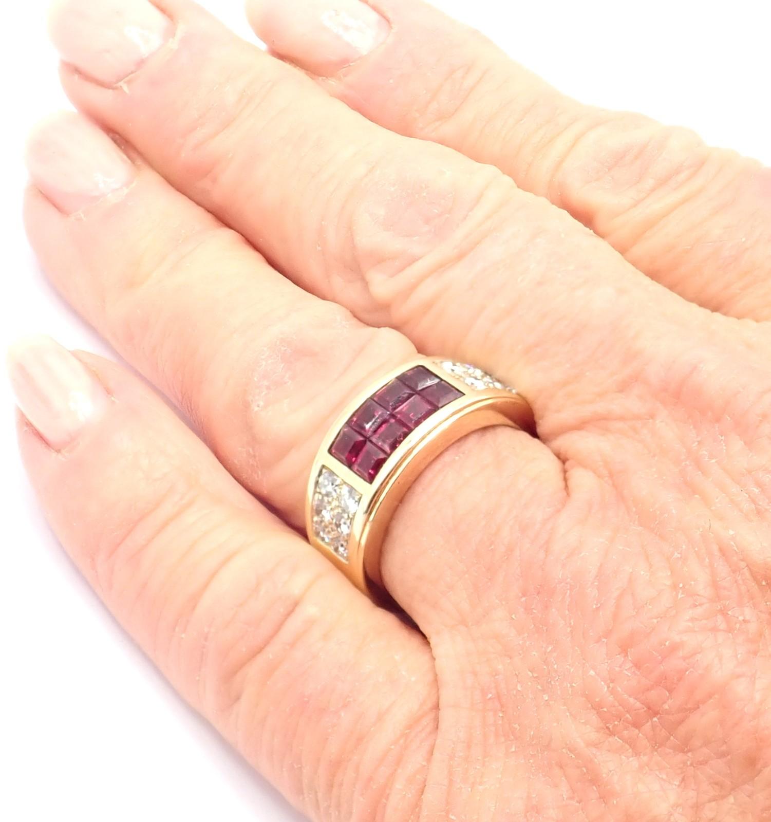 Cartier Diabolo Invisible Mystery Set Ruby Diamond Yellow Gold Band Ring en vente 5