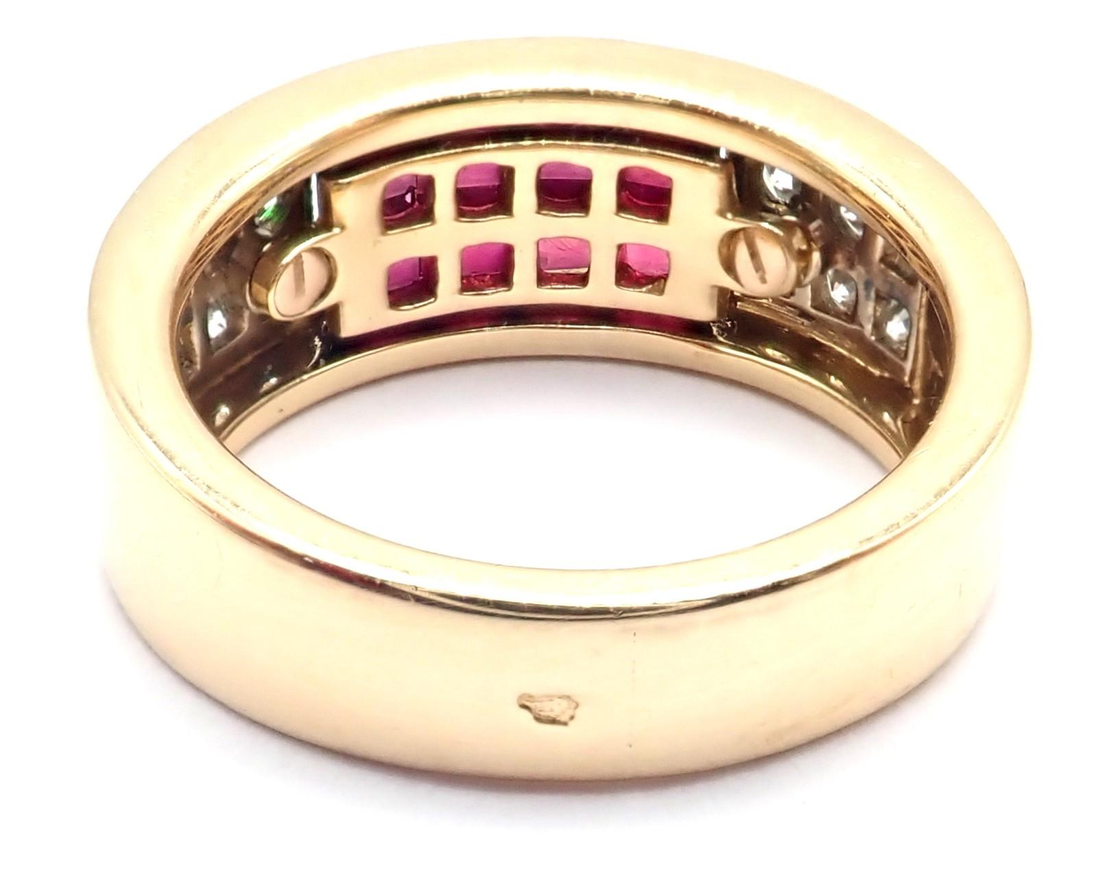 Cartier Diabolo Invisible Mystery Set Ruby Diamond Yellow Gold Band Ring Excellent état - En vente à Southampton, PA