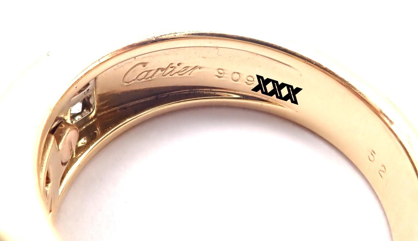 Cartier Diabolo Invisible Mystery Set Ruby Diamond Yellow Gold Band Ring Unisexe en vente