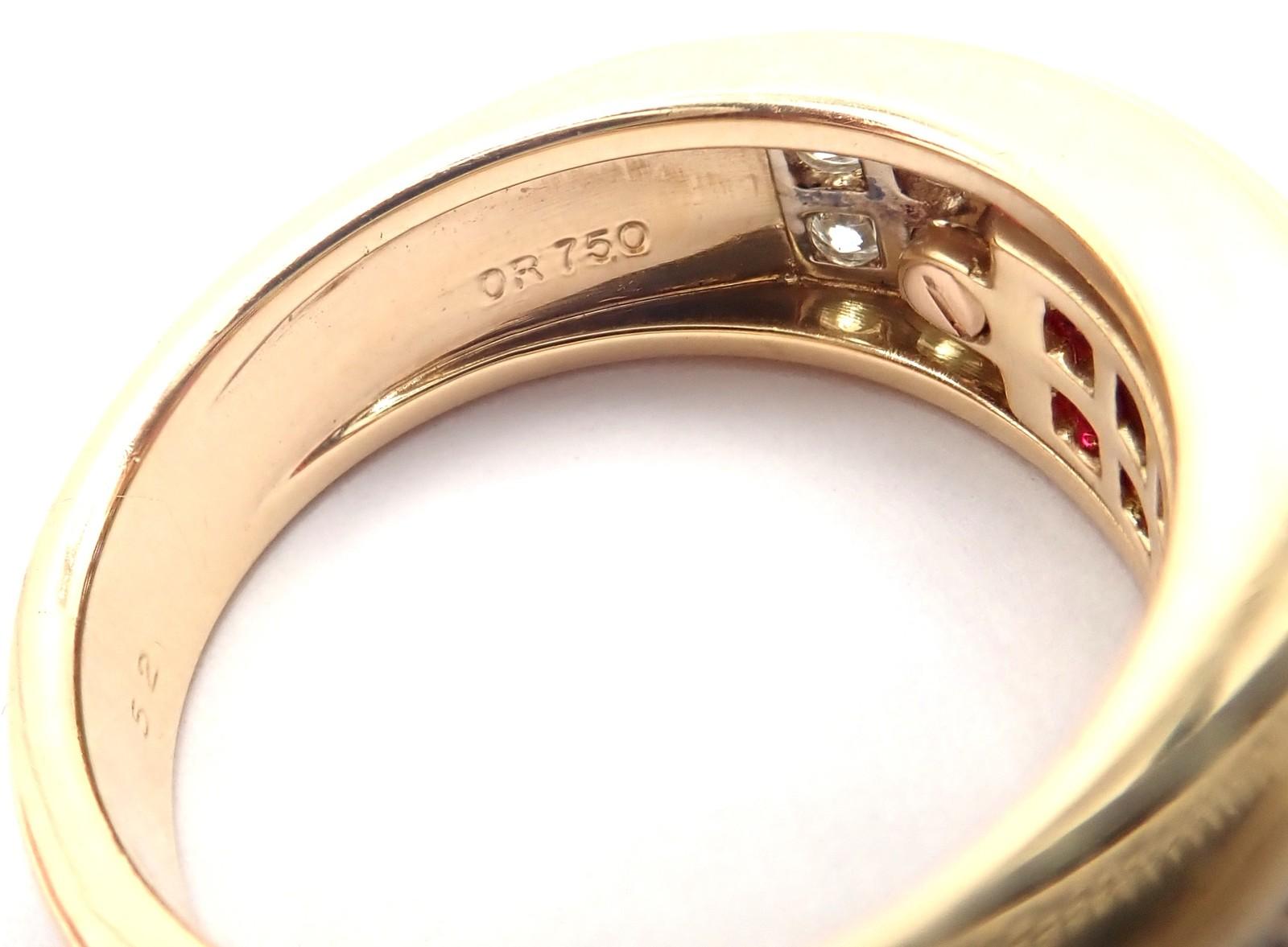 Cartier Diabolo Invisible Mystery Set Ruby Diamond Yellow Gold Band Ring en vente 1