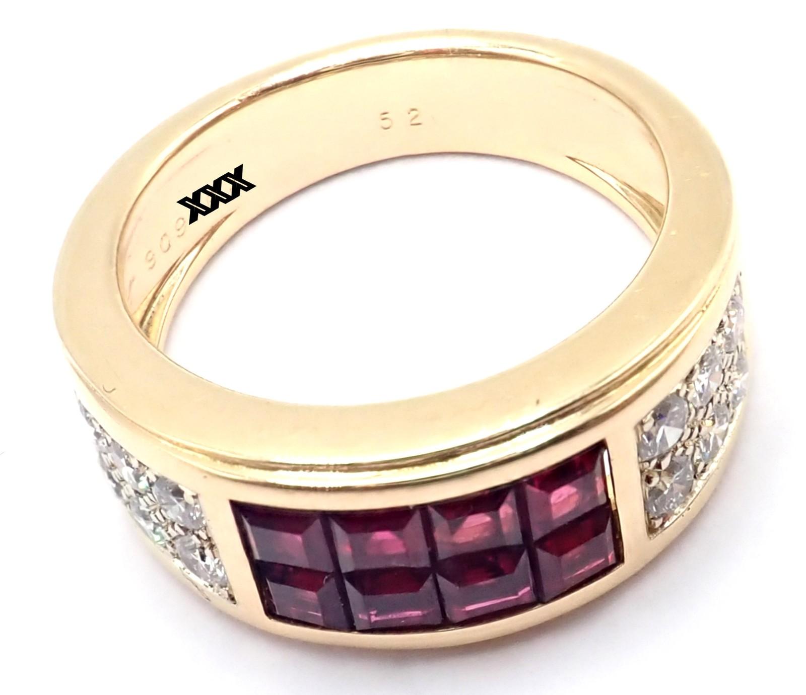 Cartier Diabolo Invisible Mystery Set Ruby Diamond Yellow Gold Band Ring en vente 2