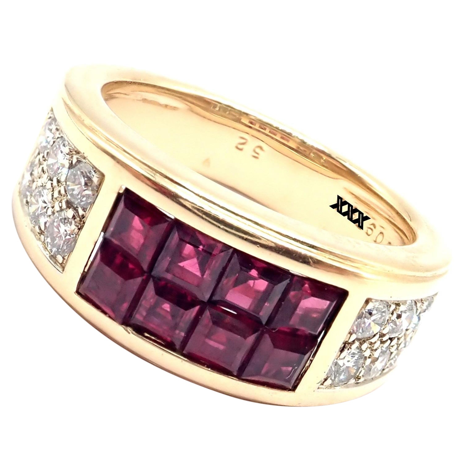 Cartier Diabolo Invisible Mystery Set Ruby Diamond Yellow Gold Band Ring