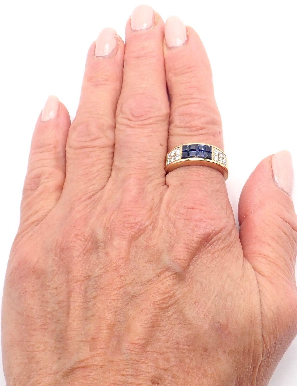 Cartier Diabolo Invisible Mystery Set Sapphire Diamond Yellow Gold Band Ring 5