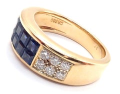 Cartier Diabolo Invisible Mystery Set Sapphire Diamond Yellow Gold Band Ring