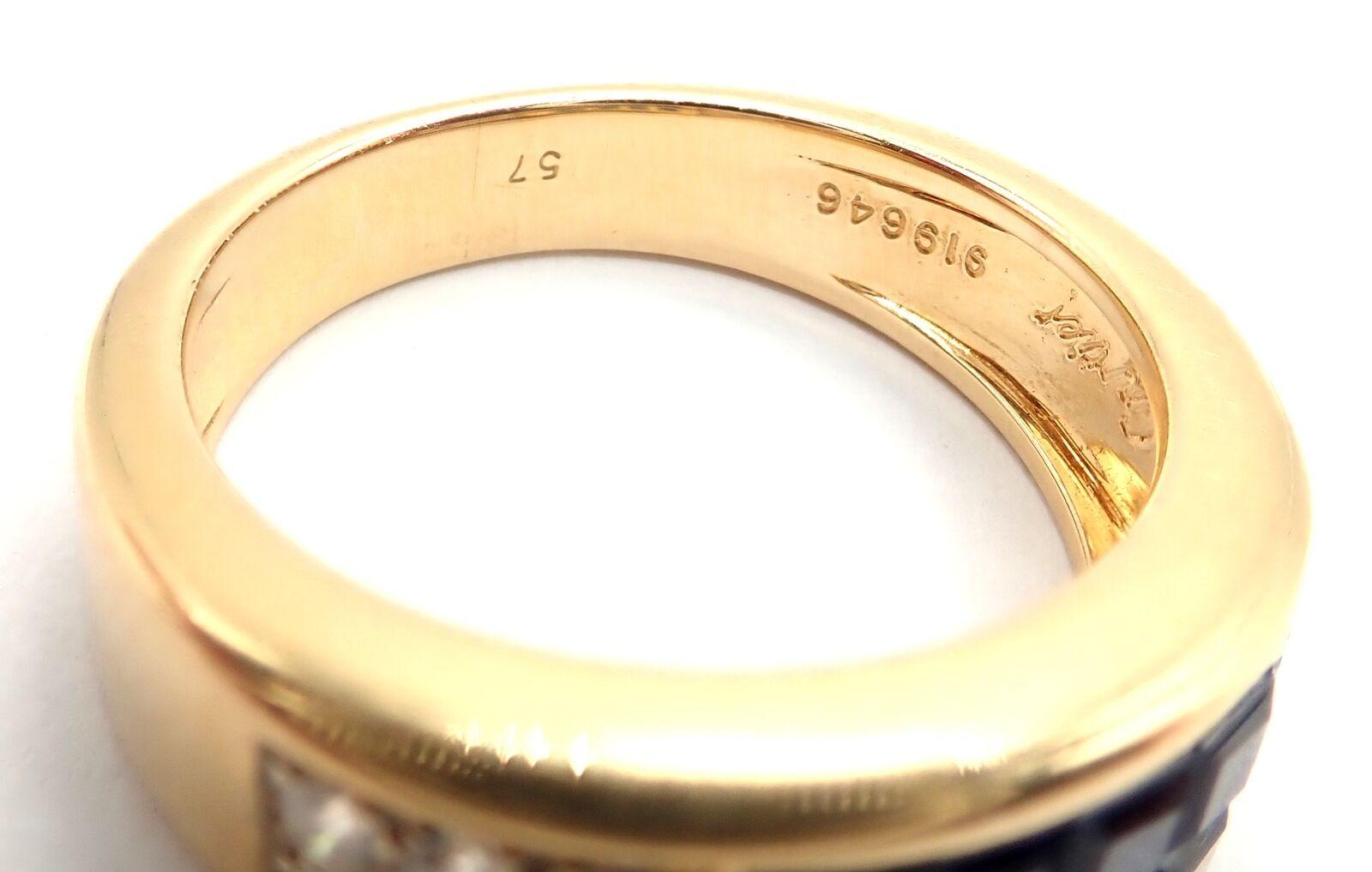 Cartier Diabolo Invisible Mystery Set Sapphire Diamond Yellow Gold Band Ring In Excellent Condition In Holland, PA